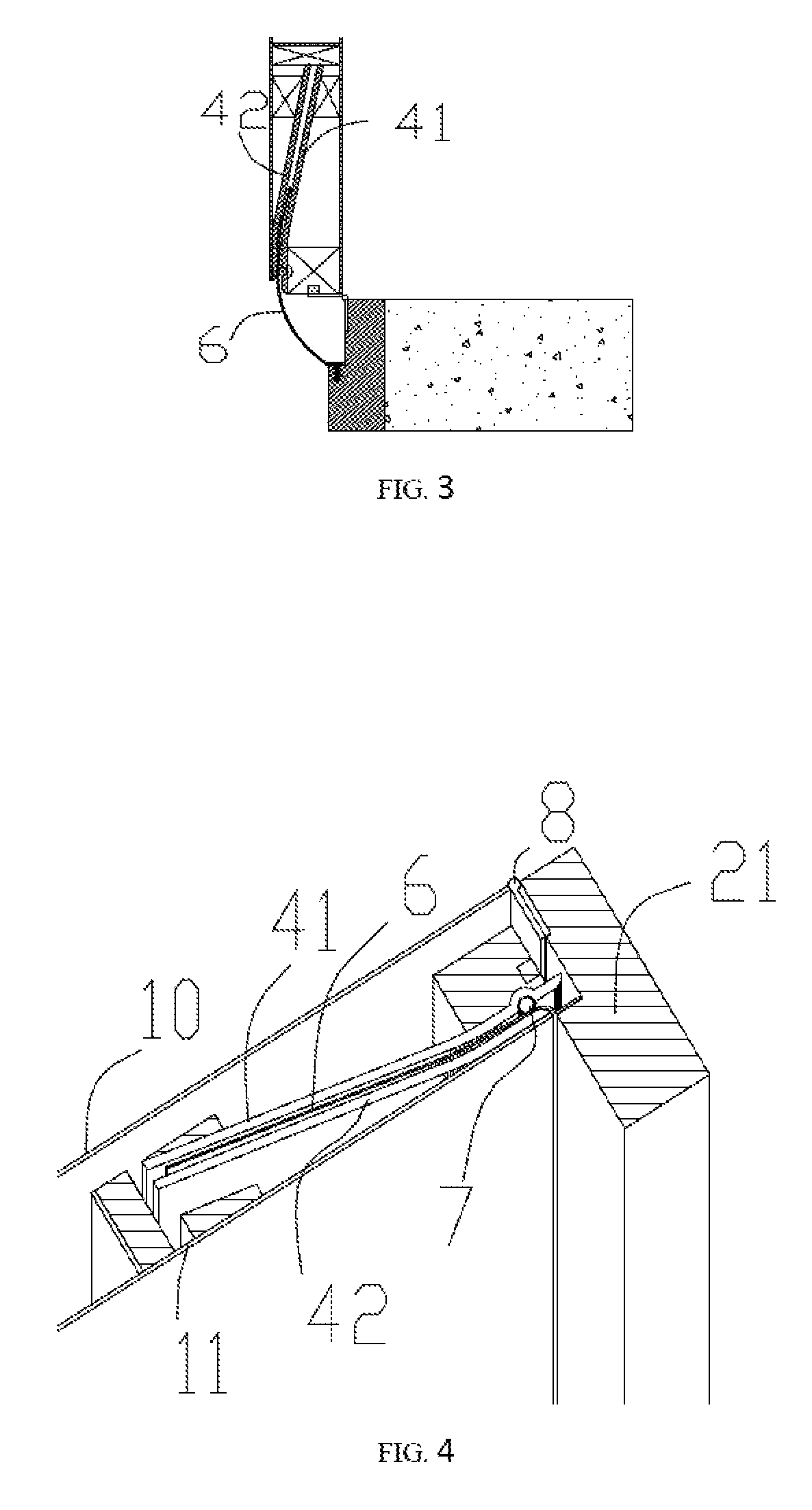 Door with embedded protecting device