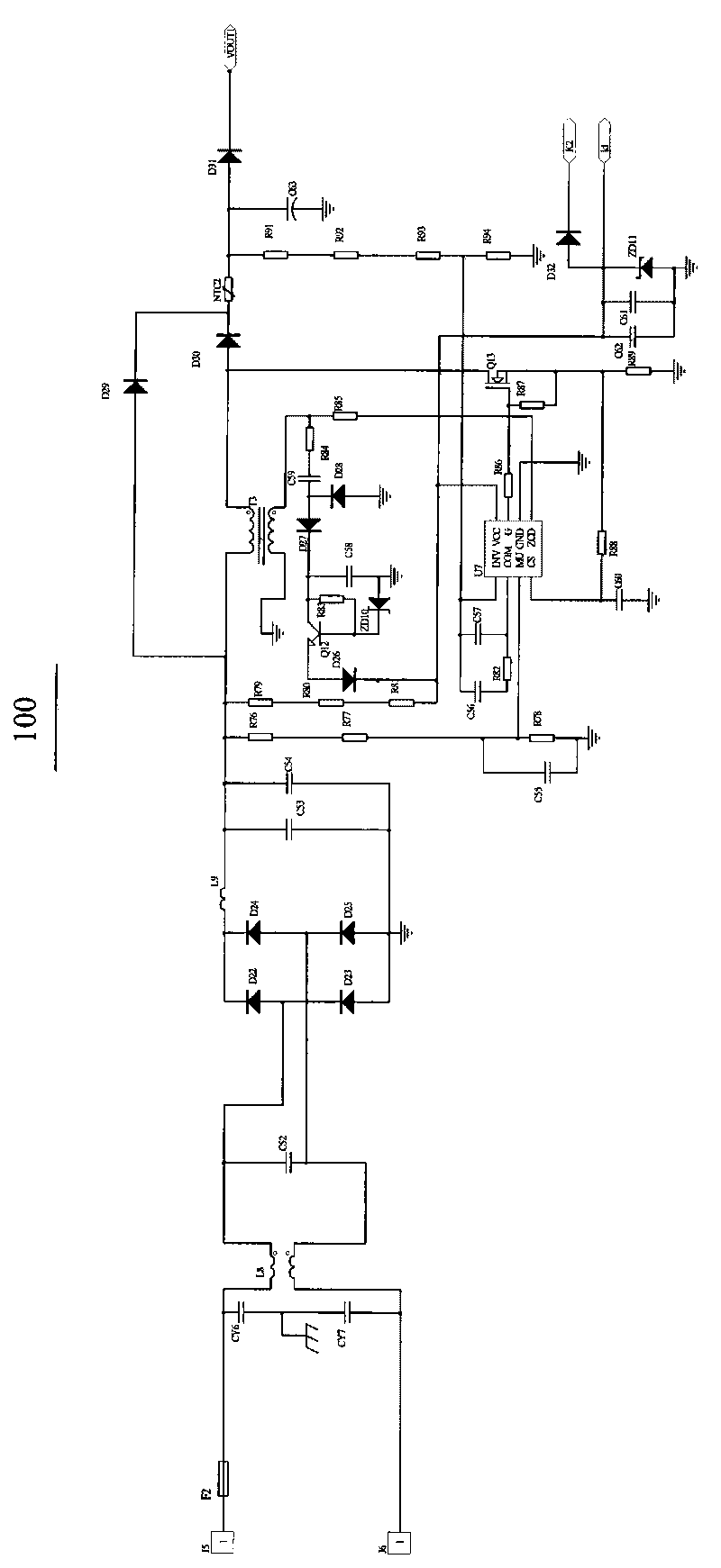 Emergency power supply switching circuit and LED drive circuit thereof