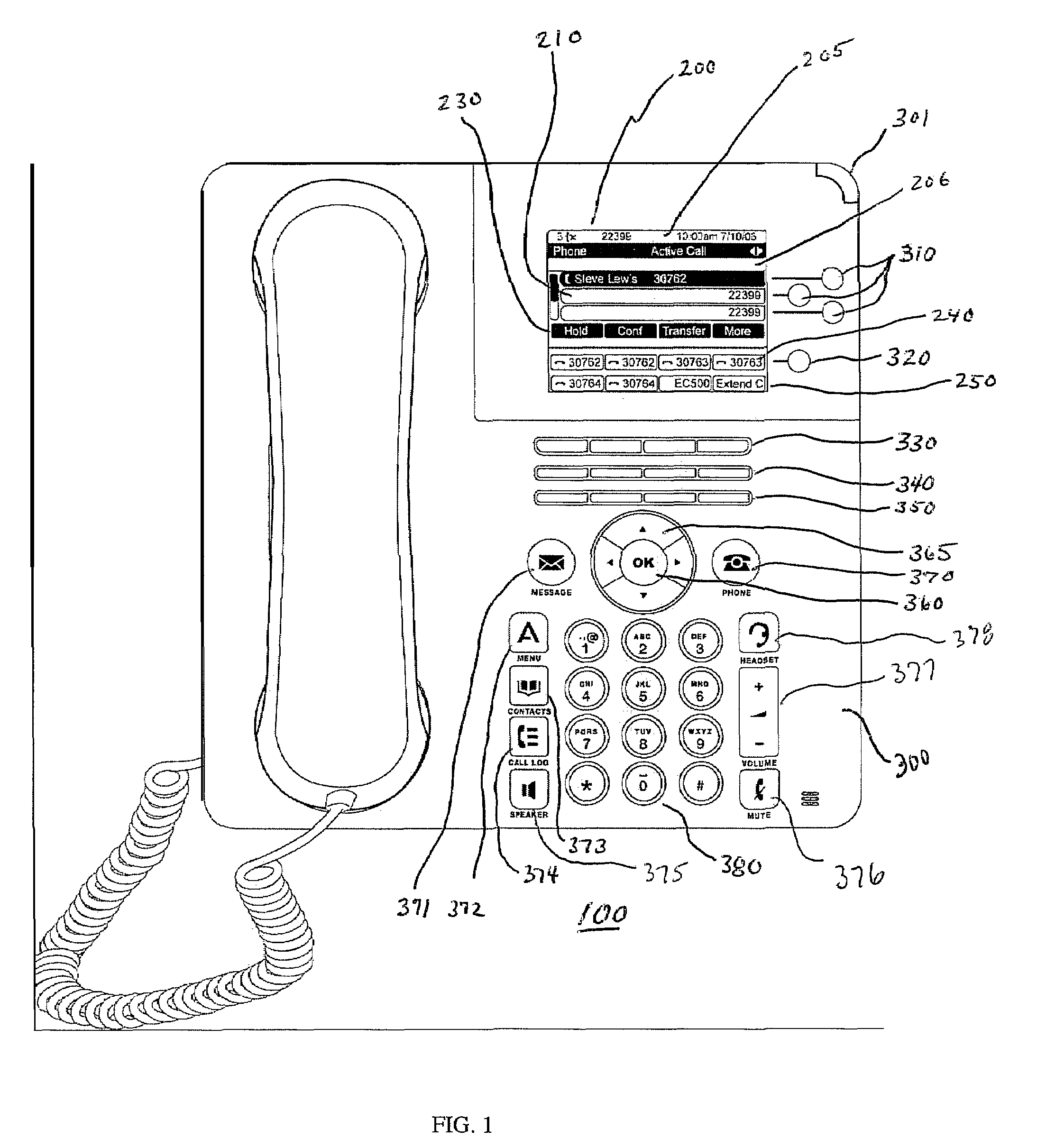 Telephone with enhanced function display and selection ability