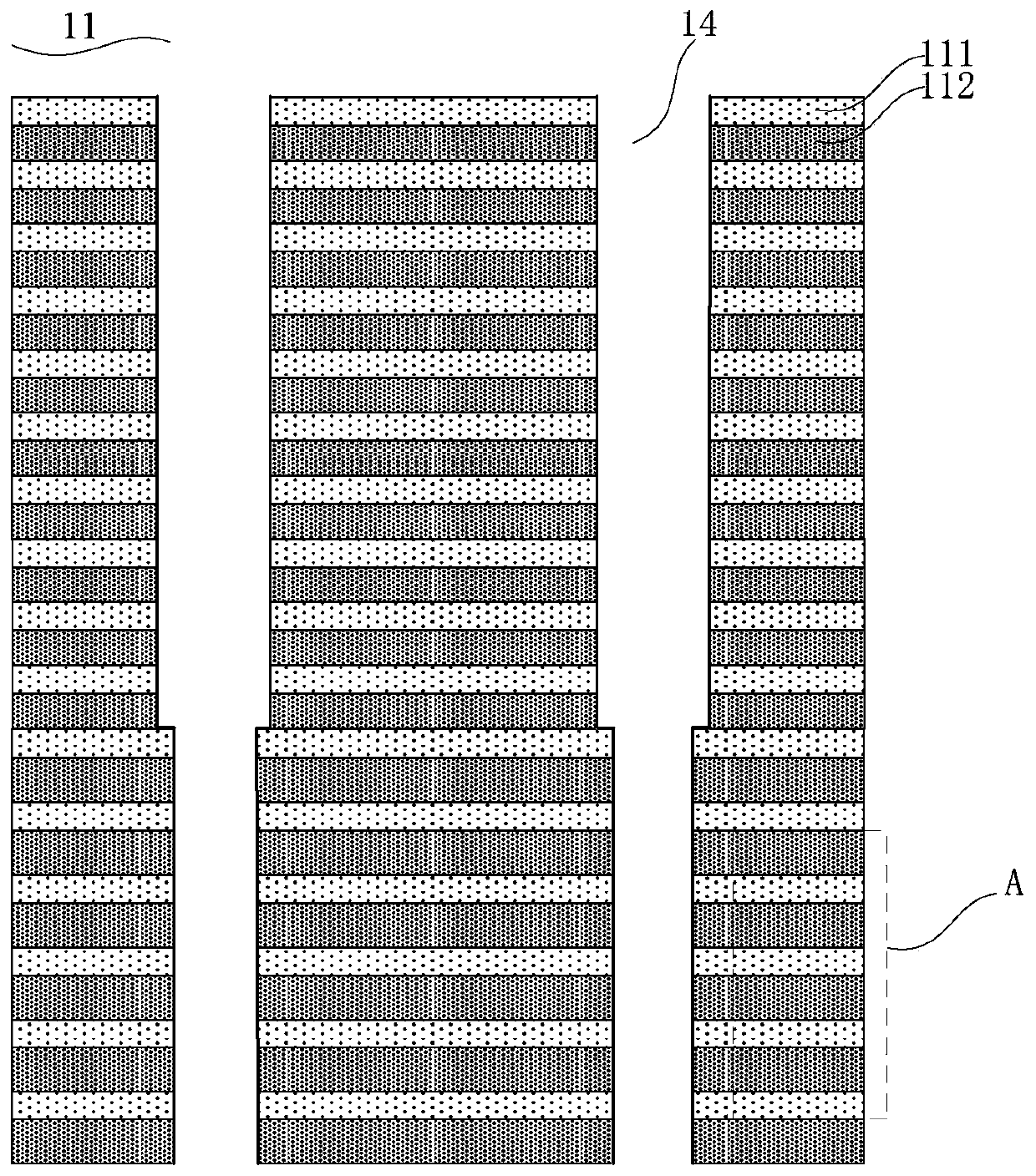 Laminated structure for three-dimensional memory, three-dimensional memory and preparation method thereof