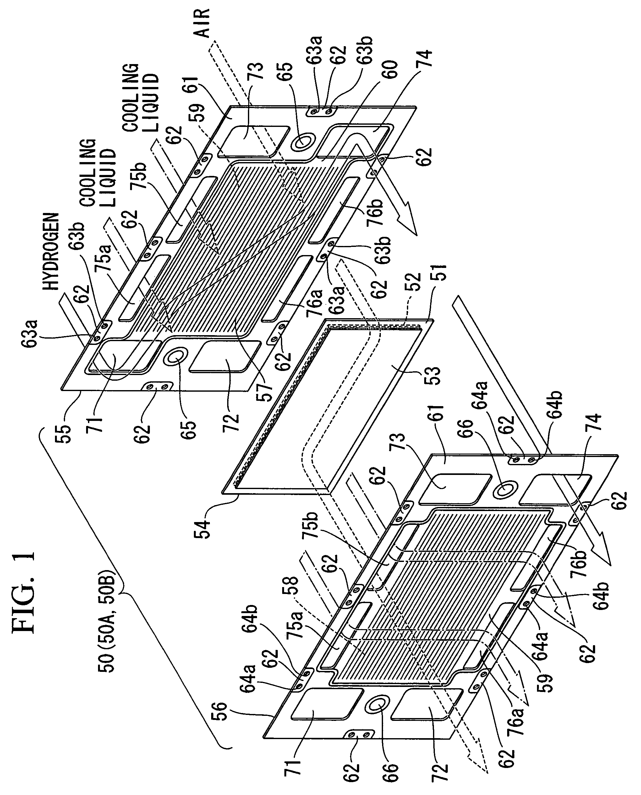 Fuel cell and cell fastening pins