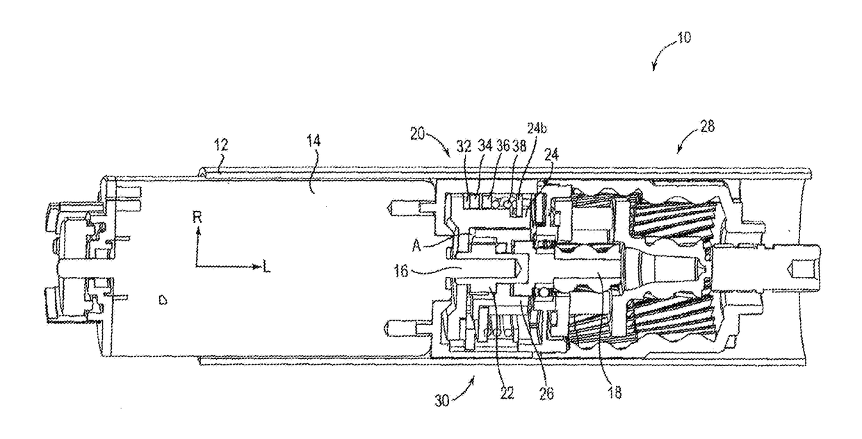 Rotary drive device comprising load-dependent brakes
