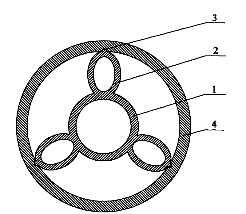 Rotary flexible shaft supporting tube with support blades having single-node elliptical-annular sections