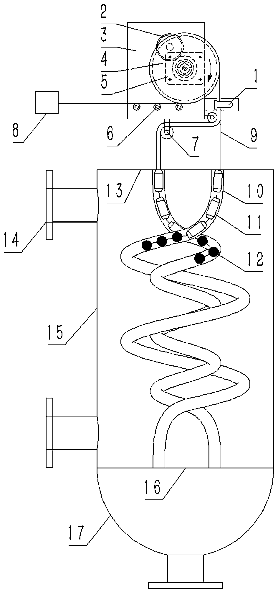 Small-diameter spiral heat exchange tube magnetic flux leakage internal detection device and series-parallel detection method