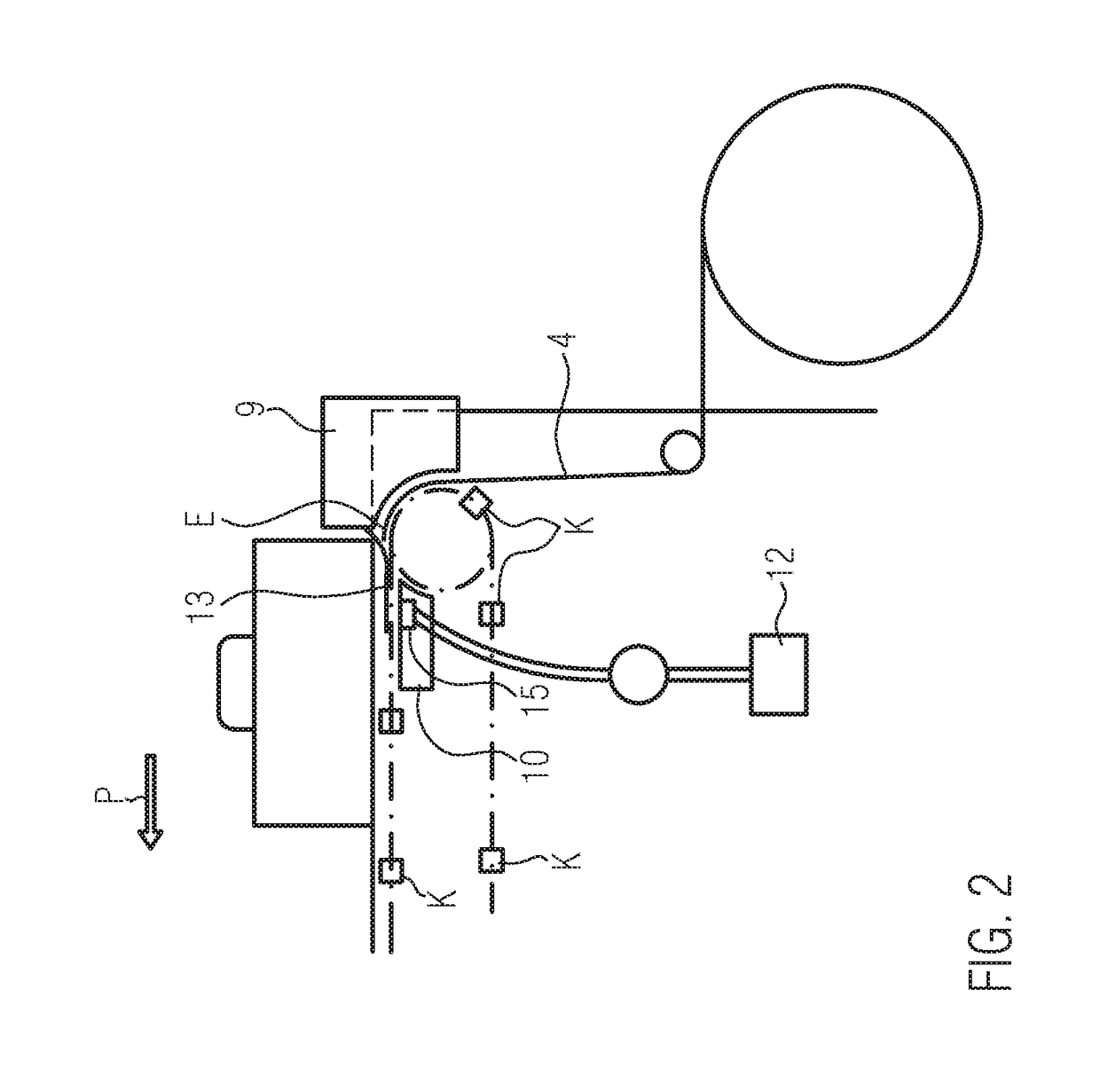 Thermoforming packaging machine with holding strip