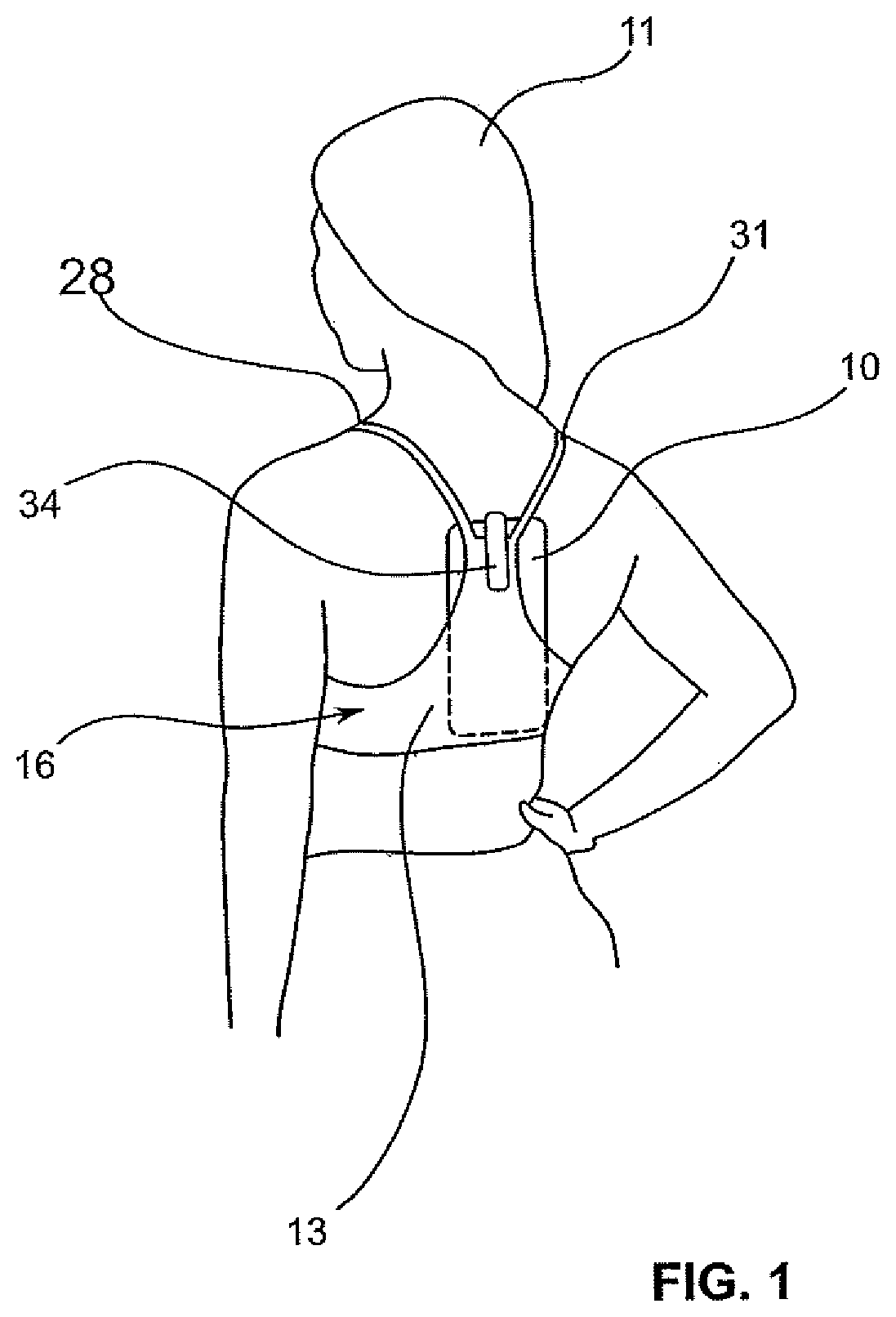 Removable pouch for attachment to the back of an exercise garment