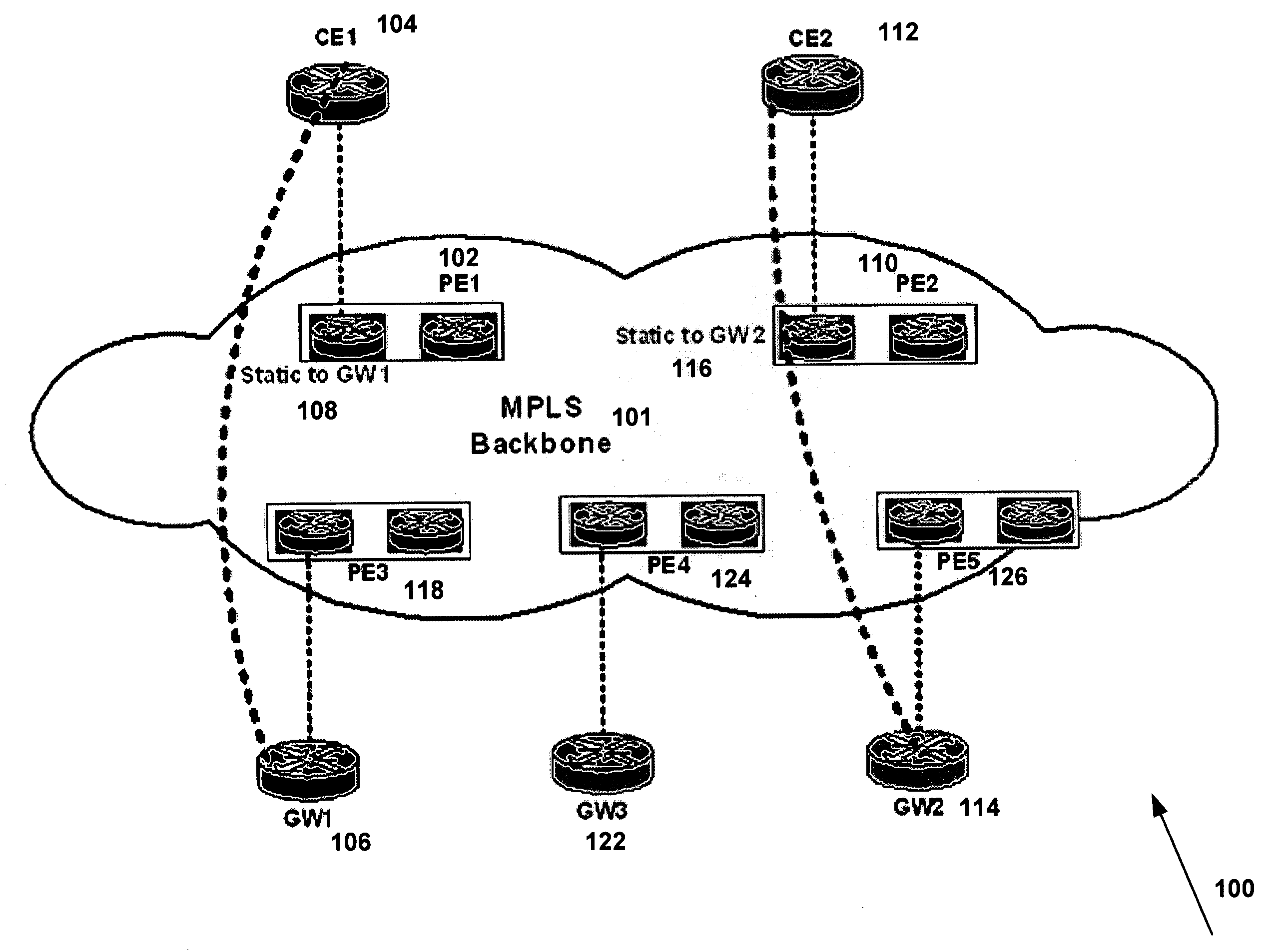 System and method for forwarding traffic data in an MPLS VPN