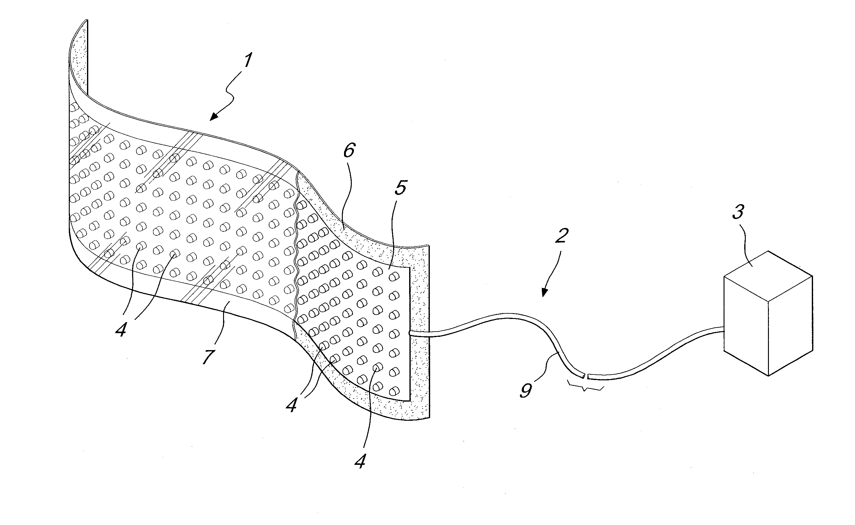 Device for emitting light by means of leds of the continuous and pulsed type for aesthetic and therapeutic treatments