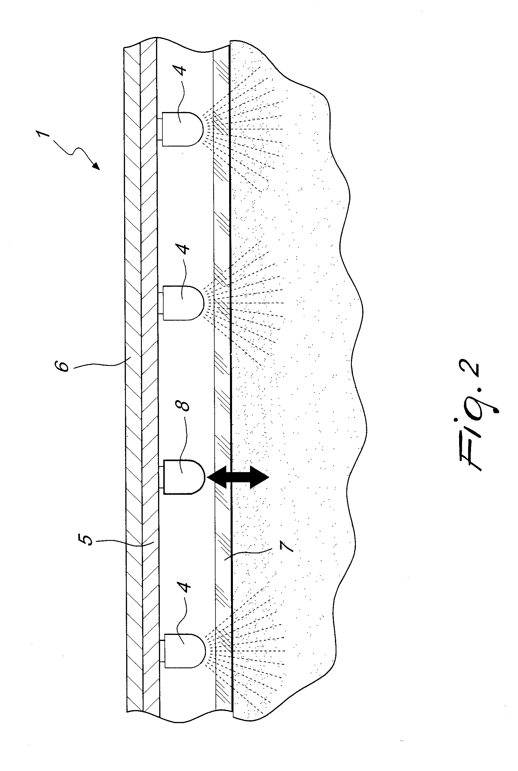 Device for emitting light by means of leds of the continuous and pulsed type for aesthetic and therapeutic treatments