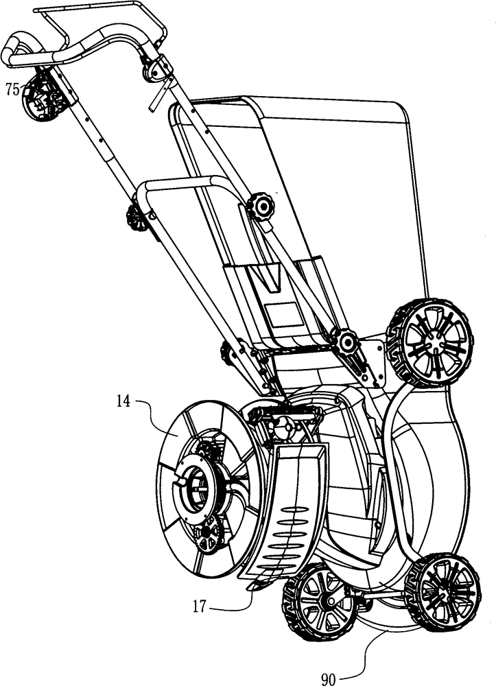 Mower with functions of irrigating, fertilizing, pesticide spraying and automatic anti-collision logarithmic spiral braking