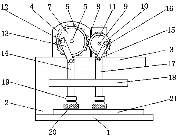 Forging and stamping device for metallurgy casting of textile equipment support frame