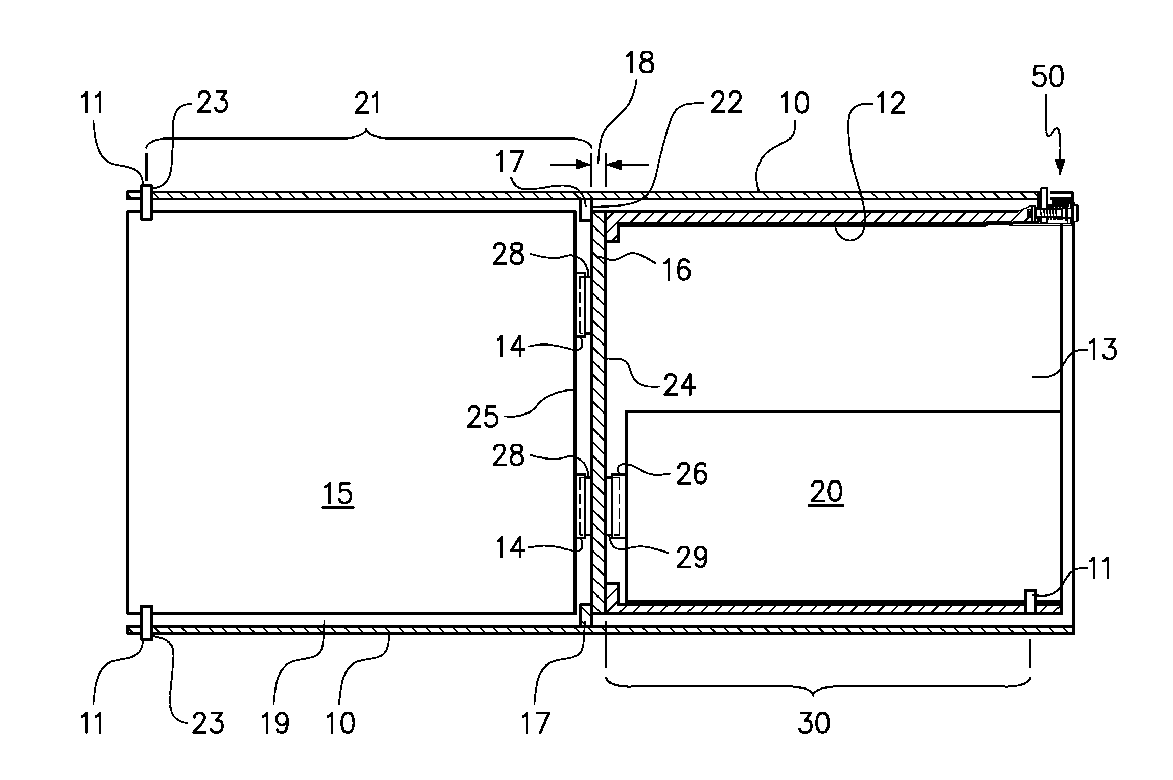 Variable latch to position a sub-chassis within a chassis