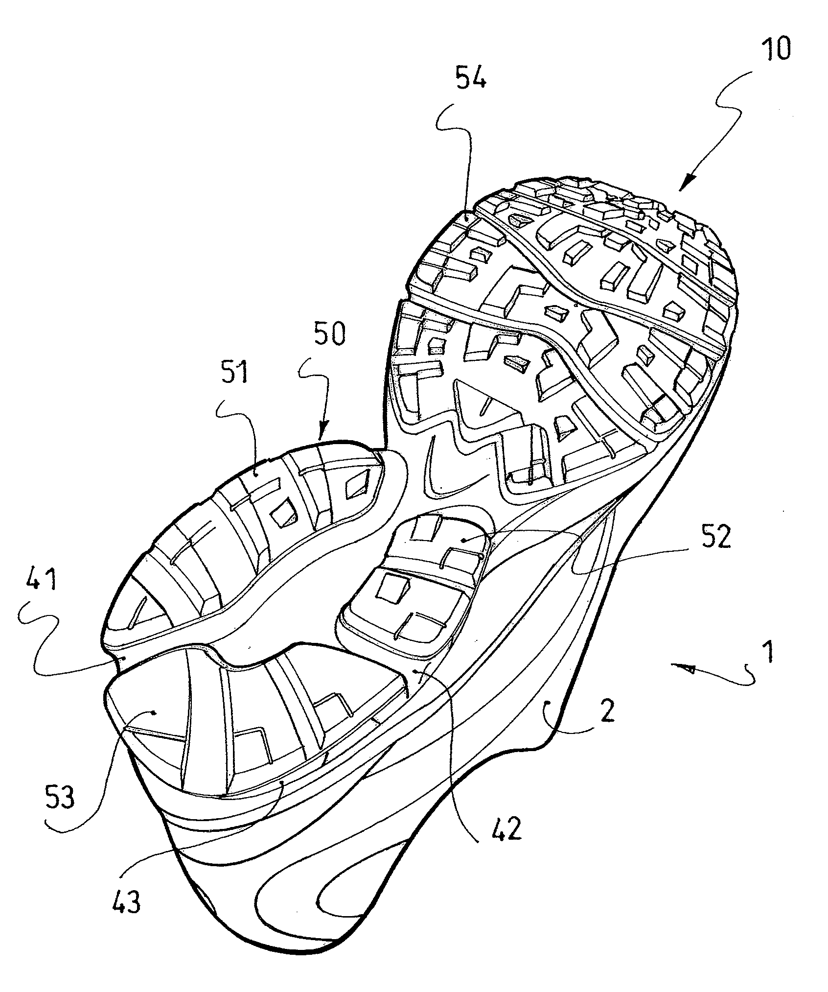 Shock-absorbing system for an article of footwear