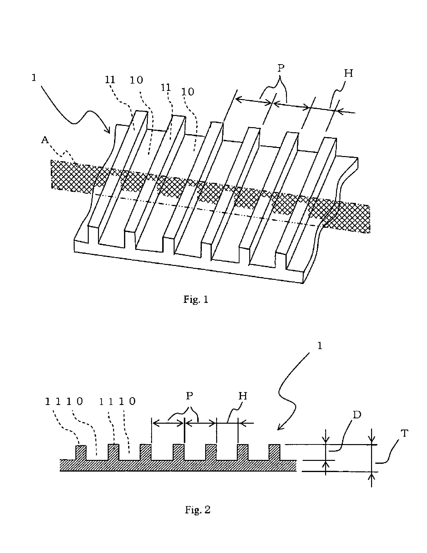 Liquid separation device, flow channel material and process for producing the same