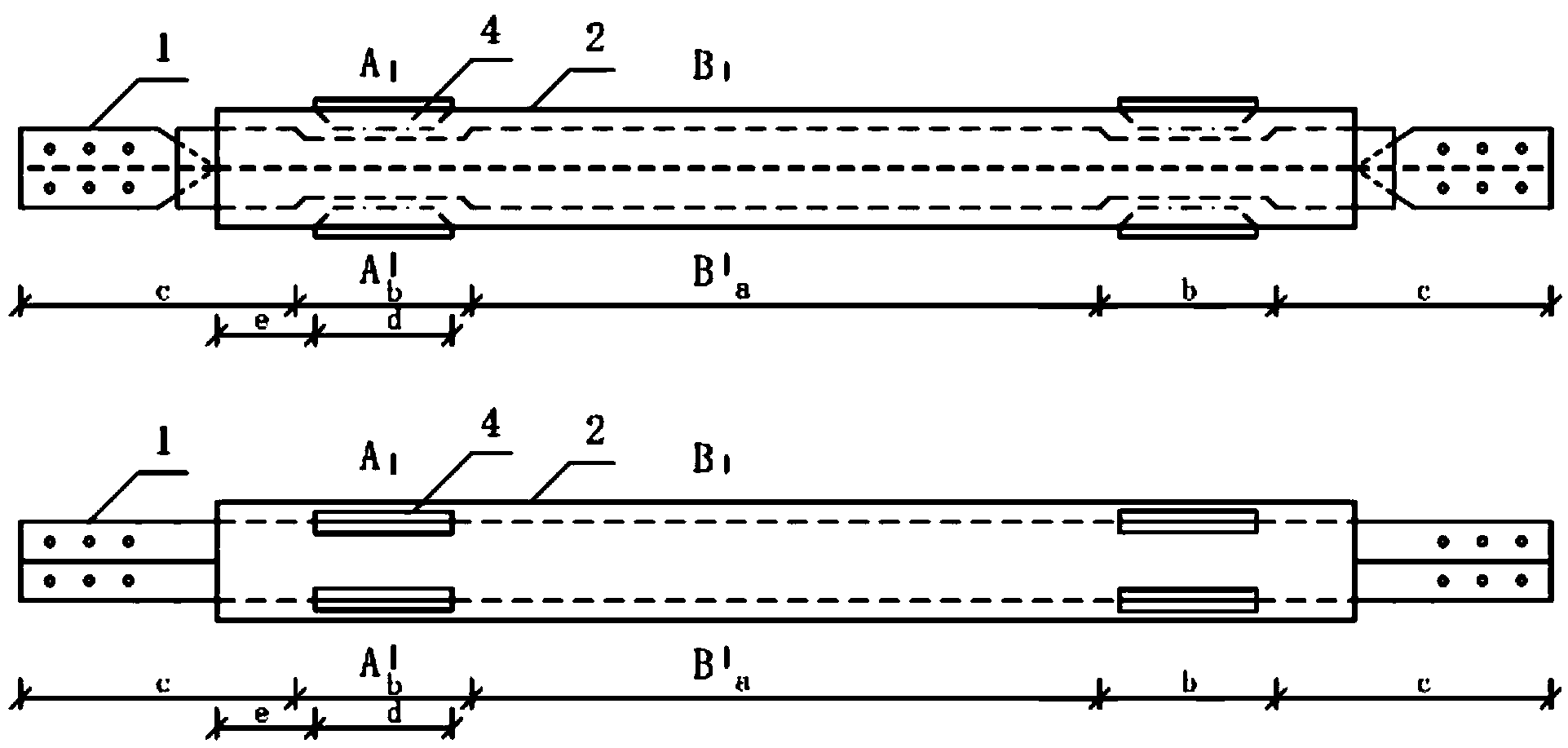 Bending-prevention limiting energy-dissipation supporting component with steel pipe with baffles inside and I-shaped inward contracting type variable-section inner core