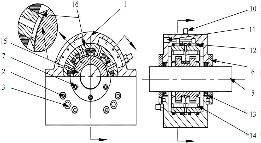 Double-suspension passive support radial bearing for magnetic fluid