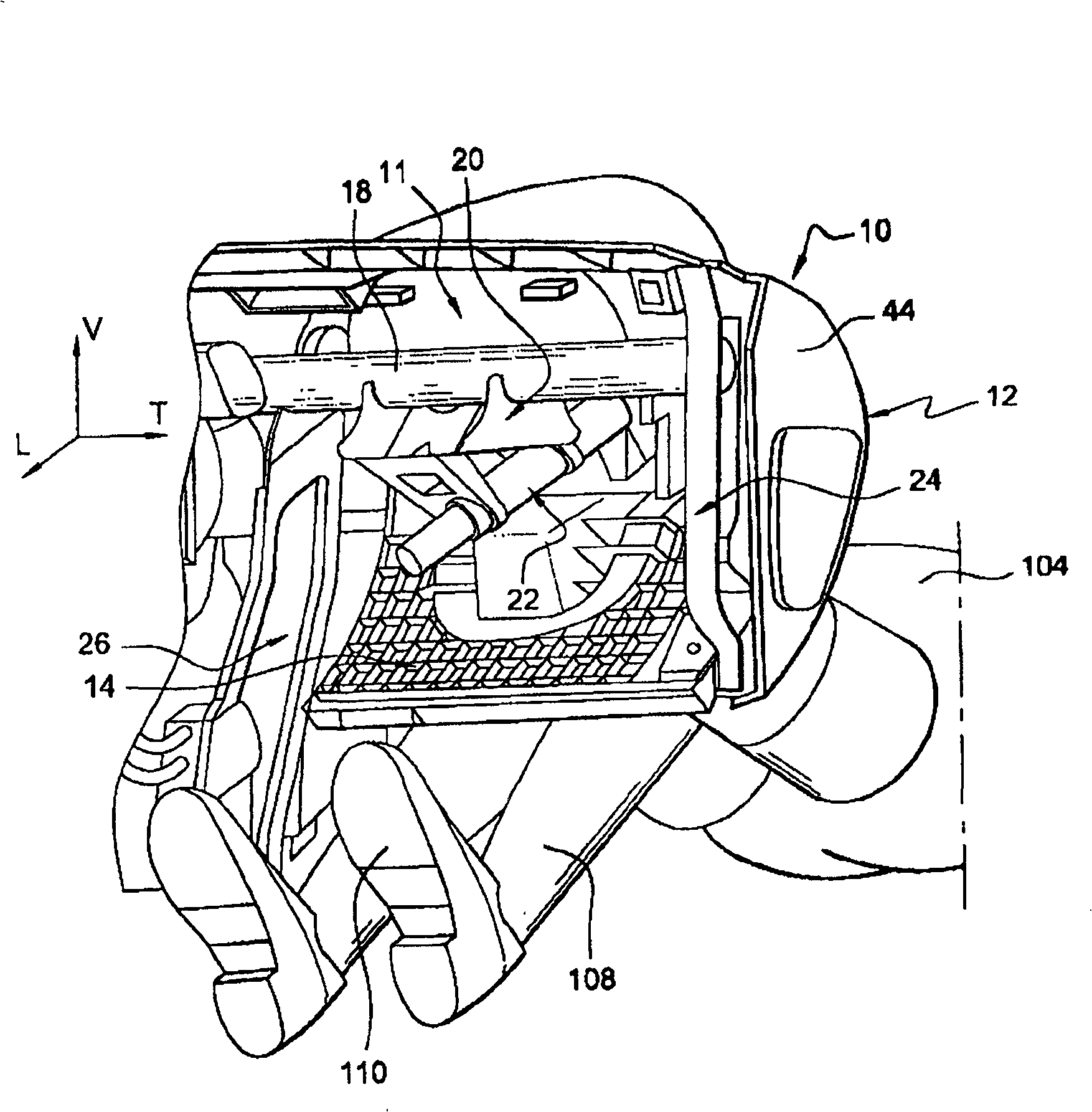 Arrangement for protecting a motor vehicle passenger's knees and instrument panel therefor