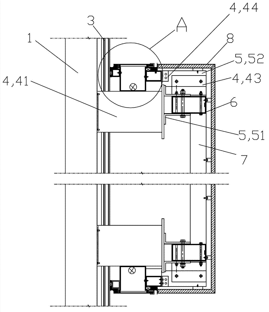 Curtain wall with glass and aluminum honeycomb plate bilayer structure and construction method thereof