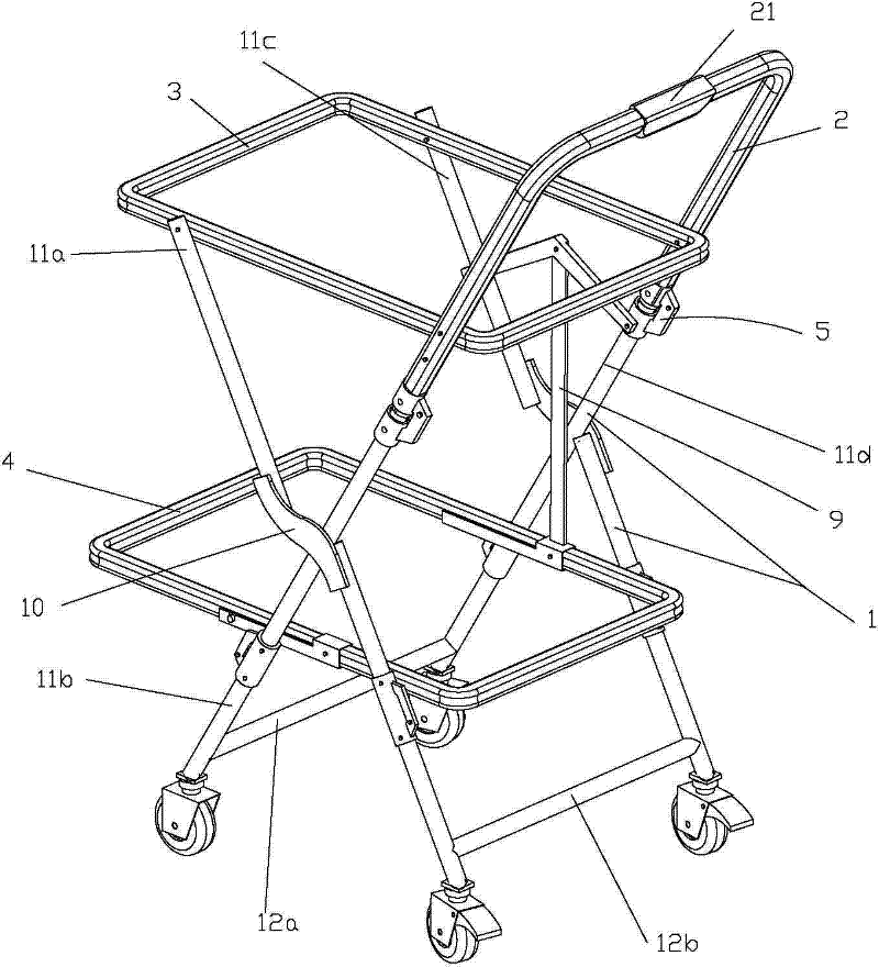 Folding double-layer shopping trolley