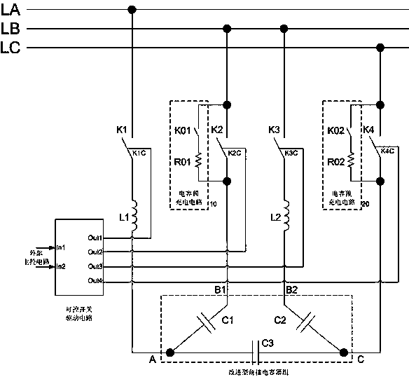 A switching module for a delta-connected capacitor bank