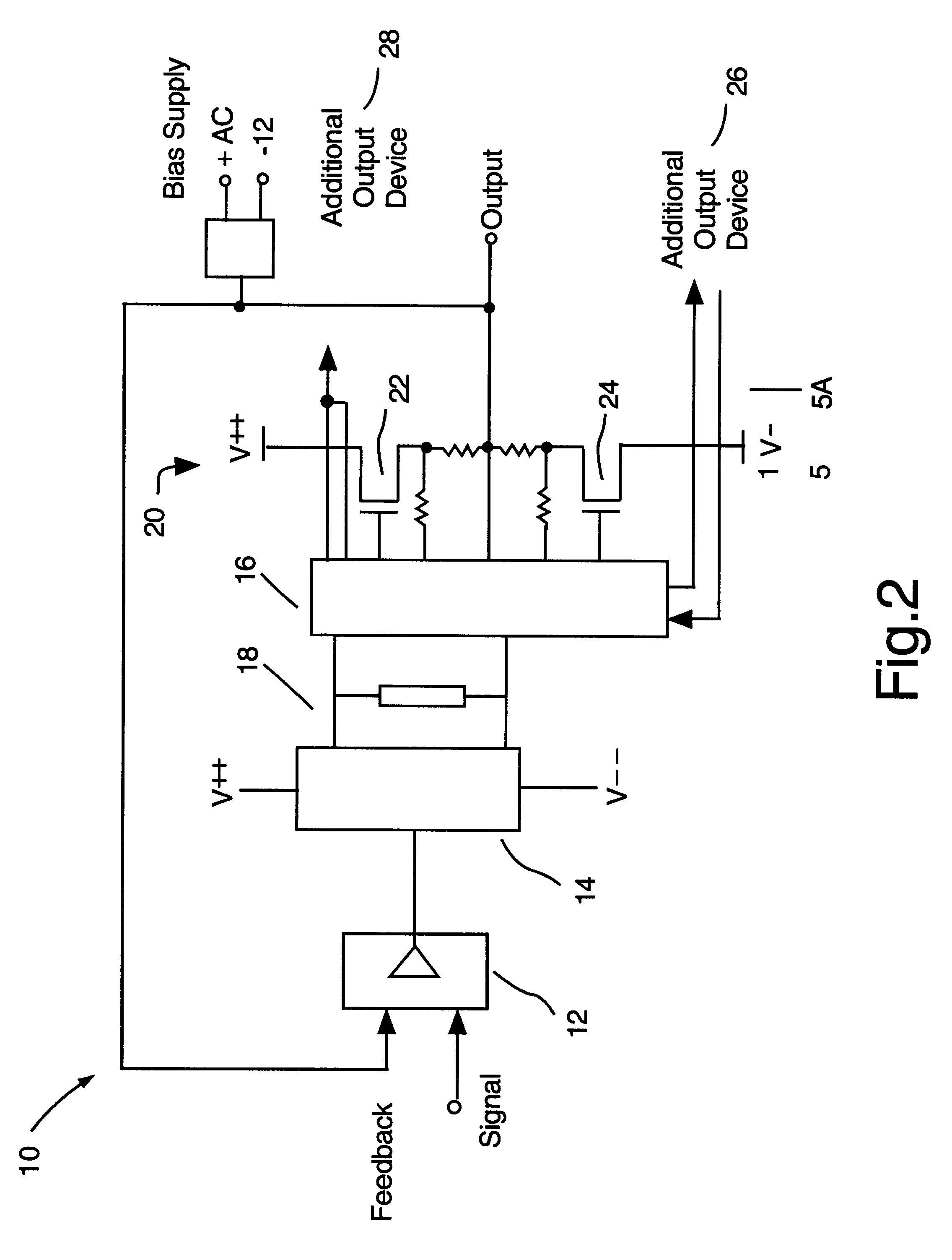 Wide bandwidth, current sharing, MOSFET audio power amplifier with multiple feedback loops