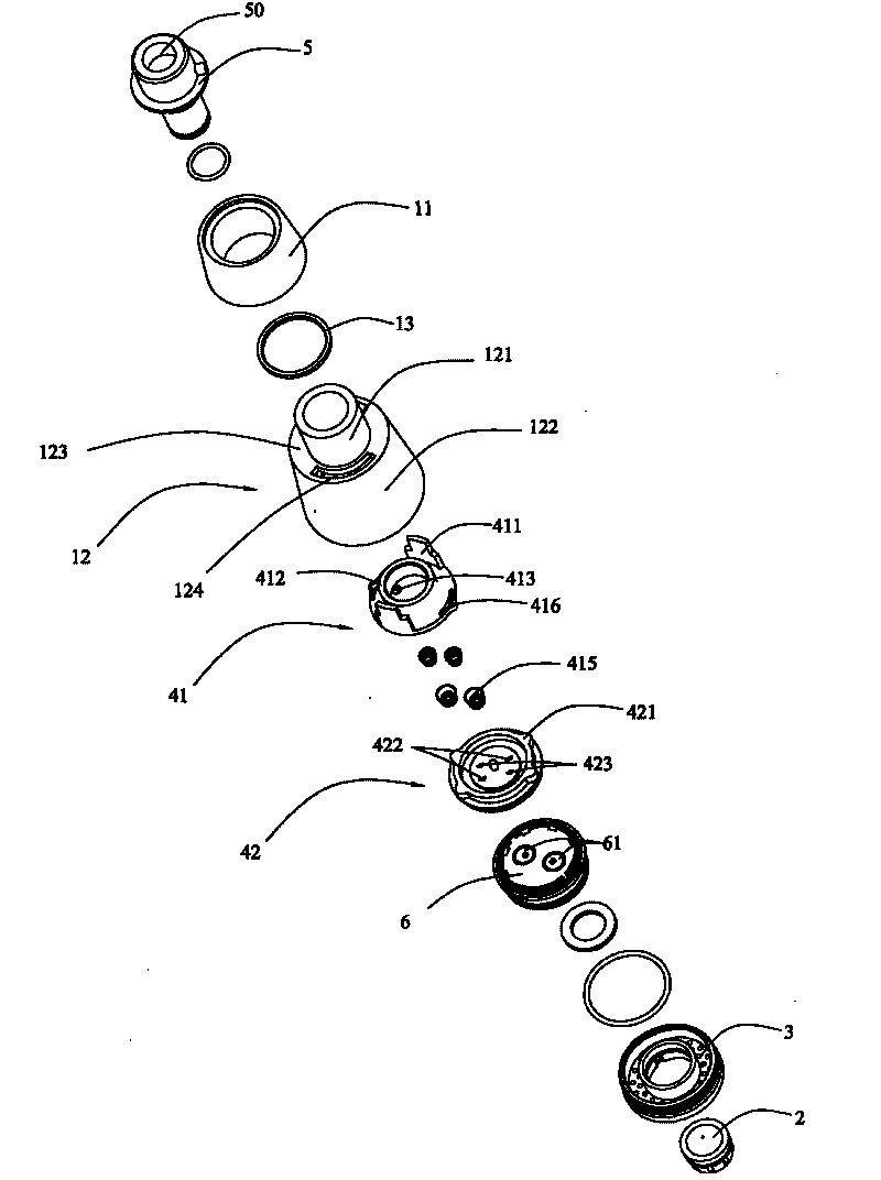 Rotation-switched kitchen shower head