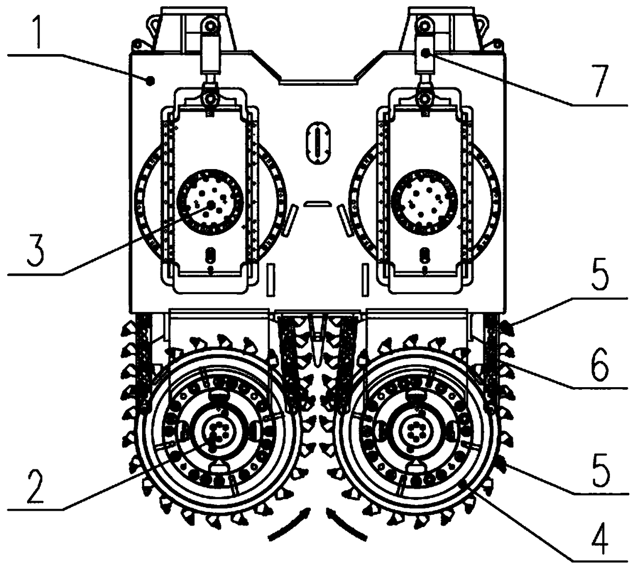 Double-wheel slot milling machine based on sprocket transmission and milling, and slot forming method