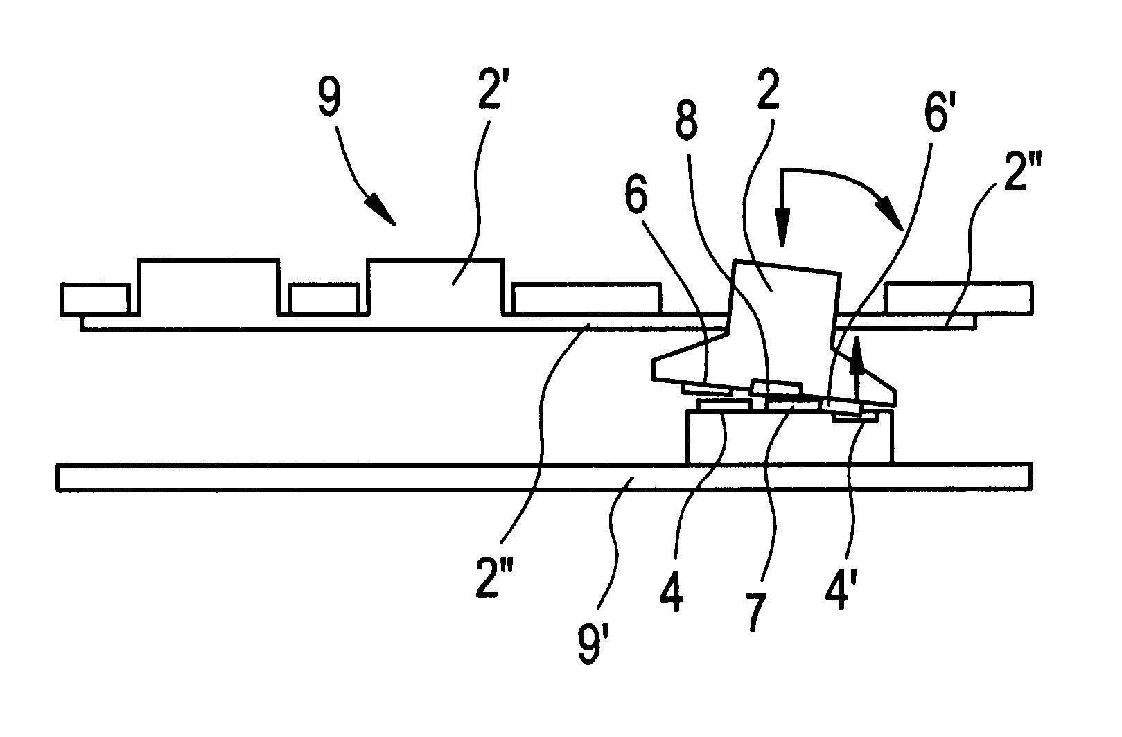 Keyboard switch assembly including actuator member with three active positions