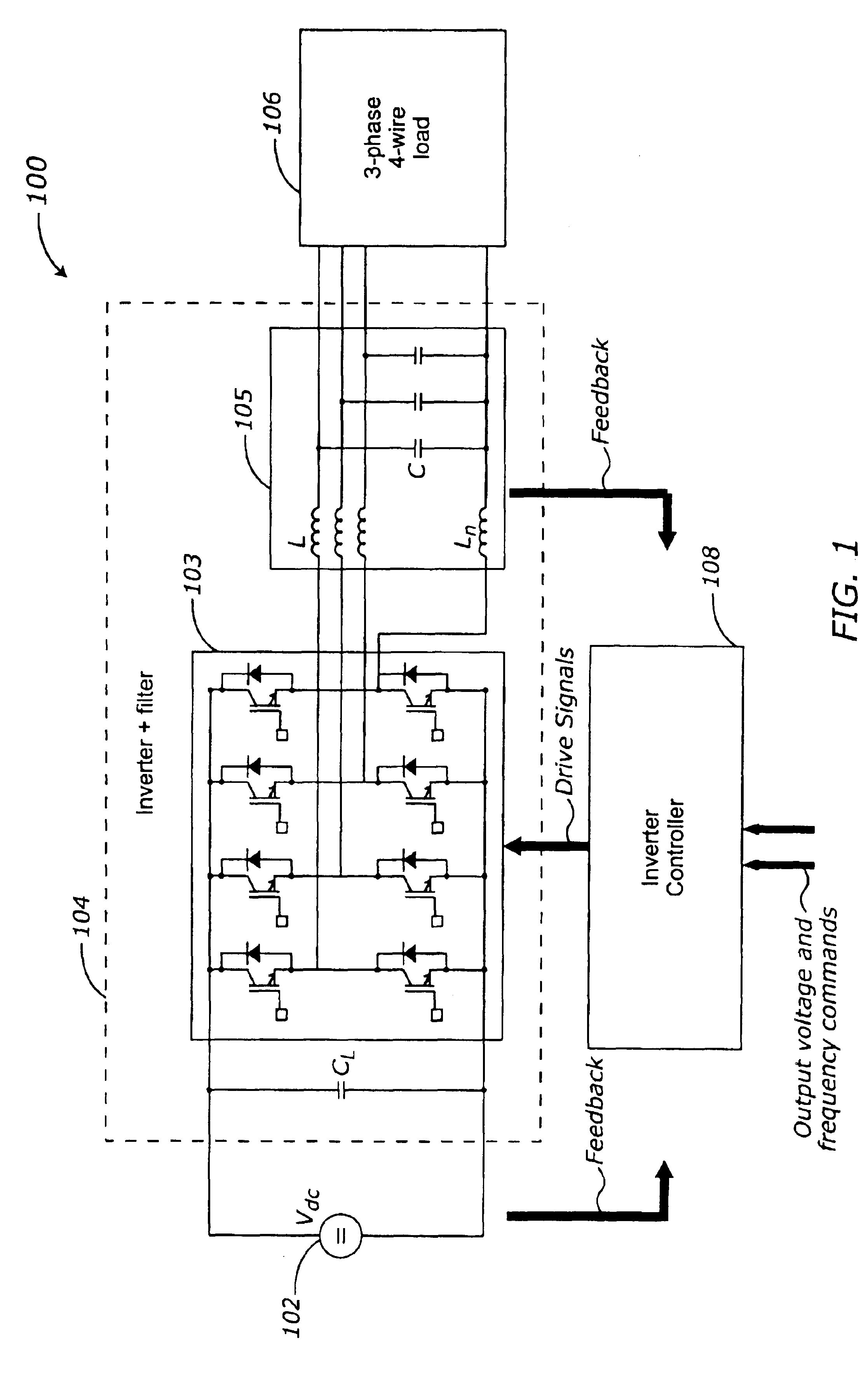 Method and apparatus for controlling a stand-alone 4-leg voltage source inverter