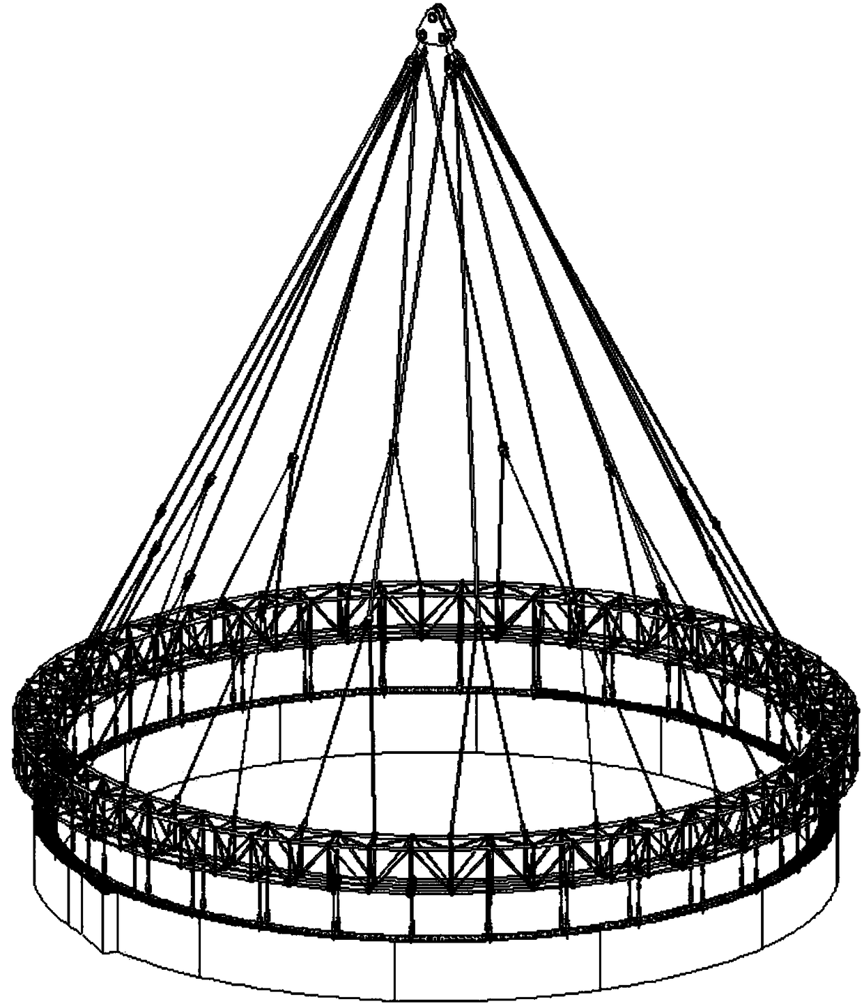 A nuclear power station annular double-layer steel plate wall structure whole-circle hoisting tool and method