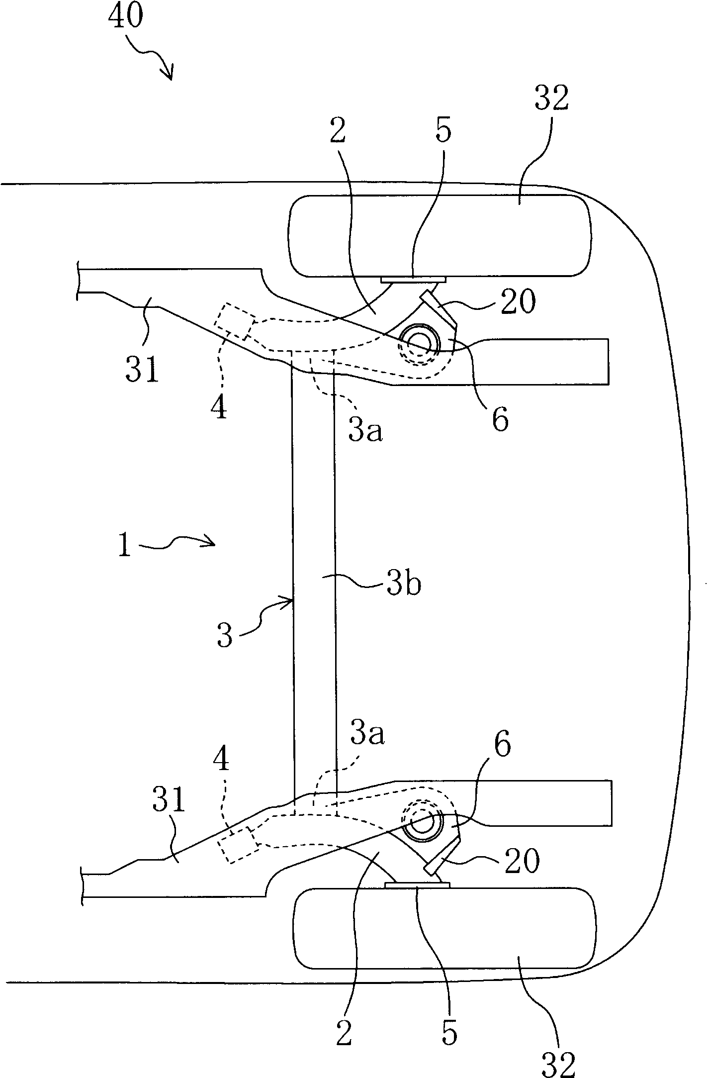 Torsion beam type suspension