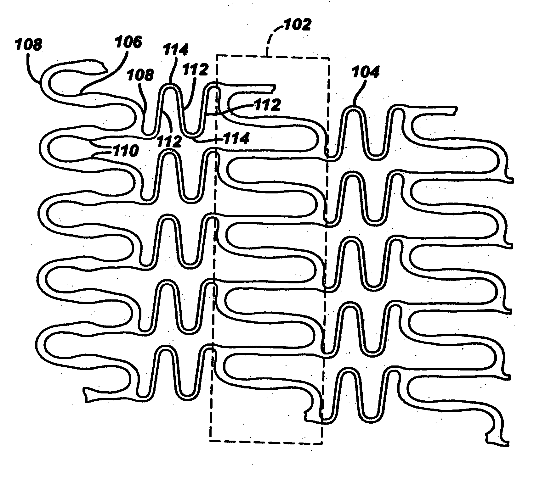 Polymeric stent having modified molecular structures in both the hoops and selected segments of the flexible connectors