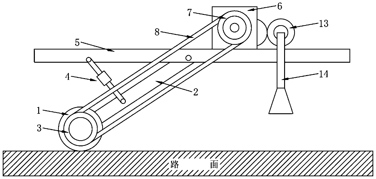 Gap spray coating device and road marking machine comprising same