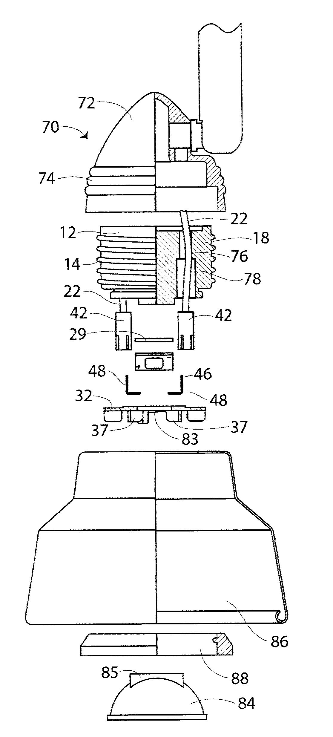 LED lighting assembly with detachable power module and lighting fixtures with same