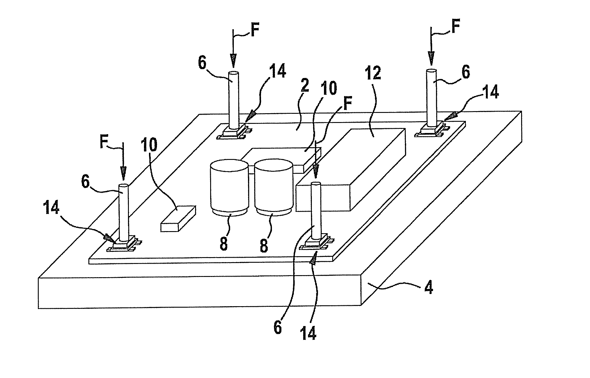 Method for fixing an electrical or an electronic component, particularly a printed-circuit board, in a housing and fixing element therefor
