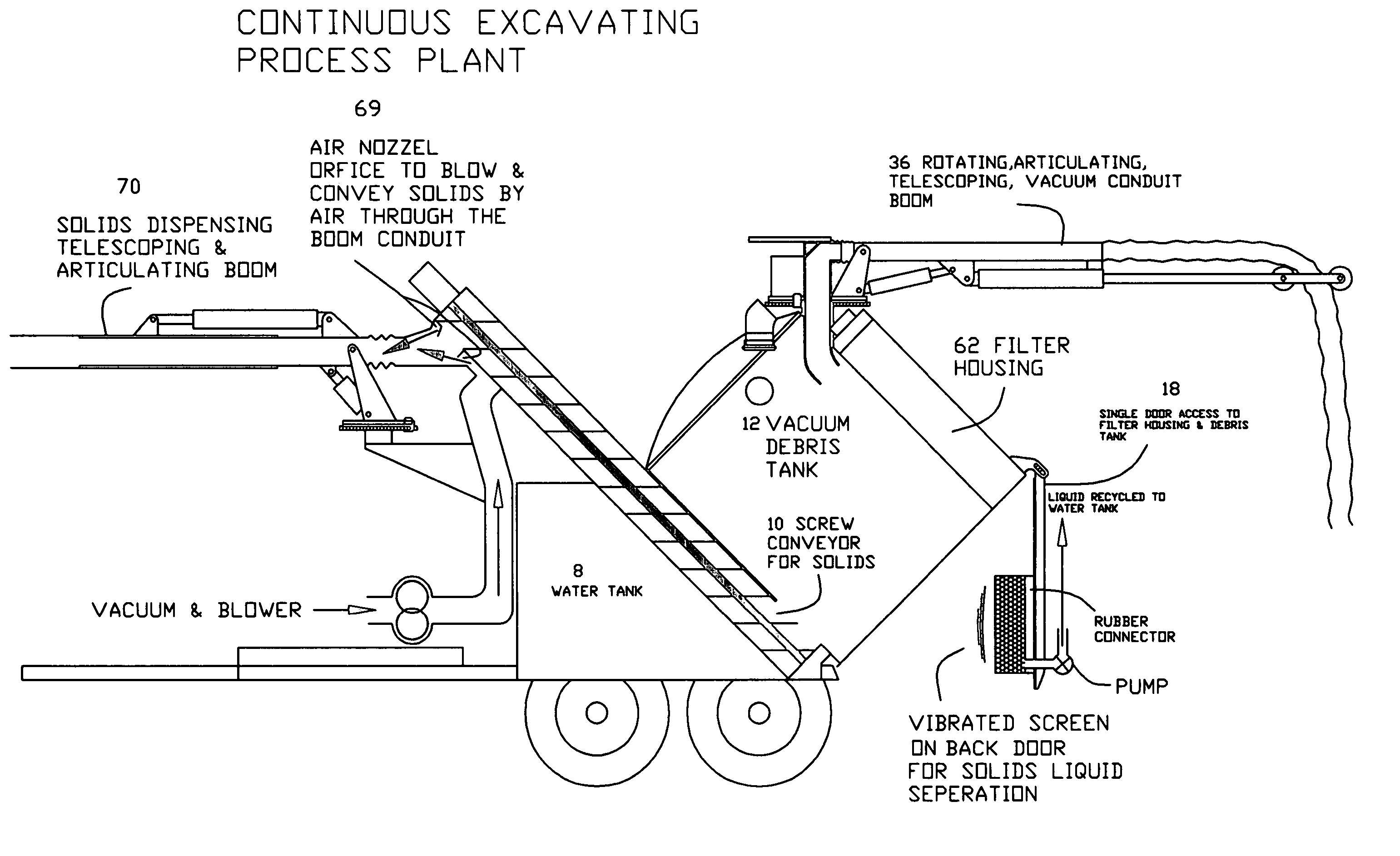 Fixed slope vacuum boring and mud recovery container