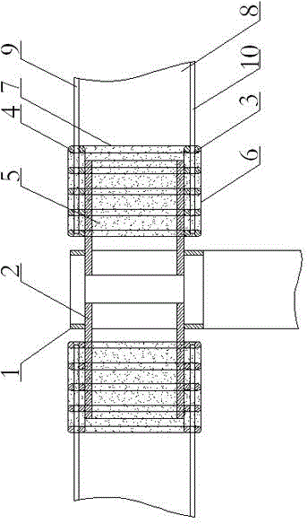 Construction method of multidirectional through concrete filled steel tubular column beam joint provided with steel corbels and ring beam