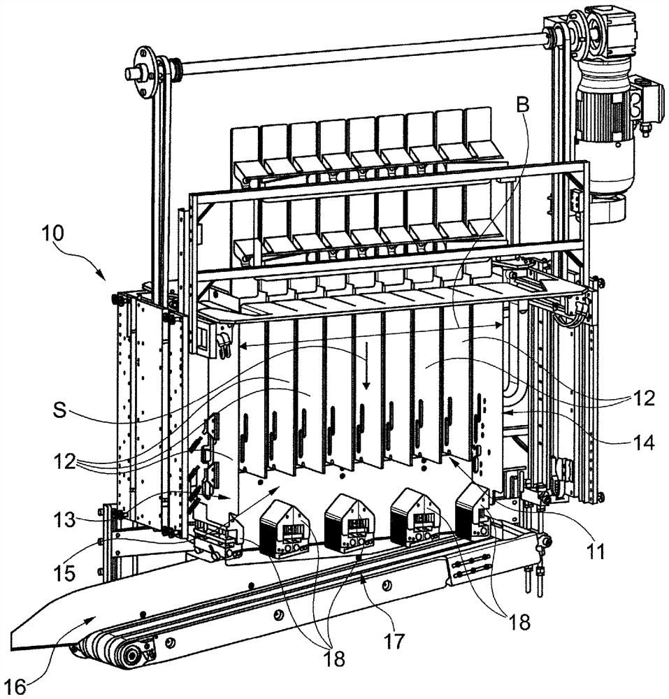 Empty cartridge and method for emptying trays filled with rod-shaped products of the tobacco processing industry