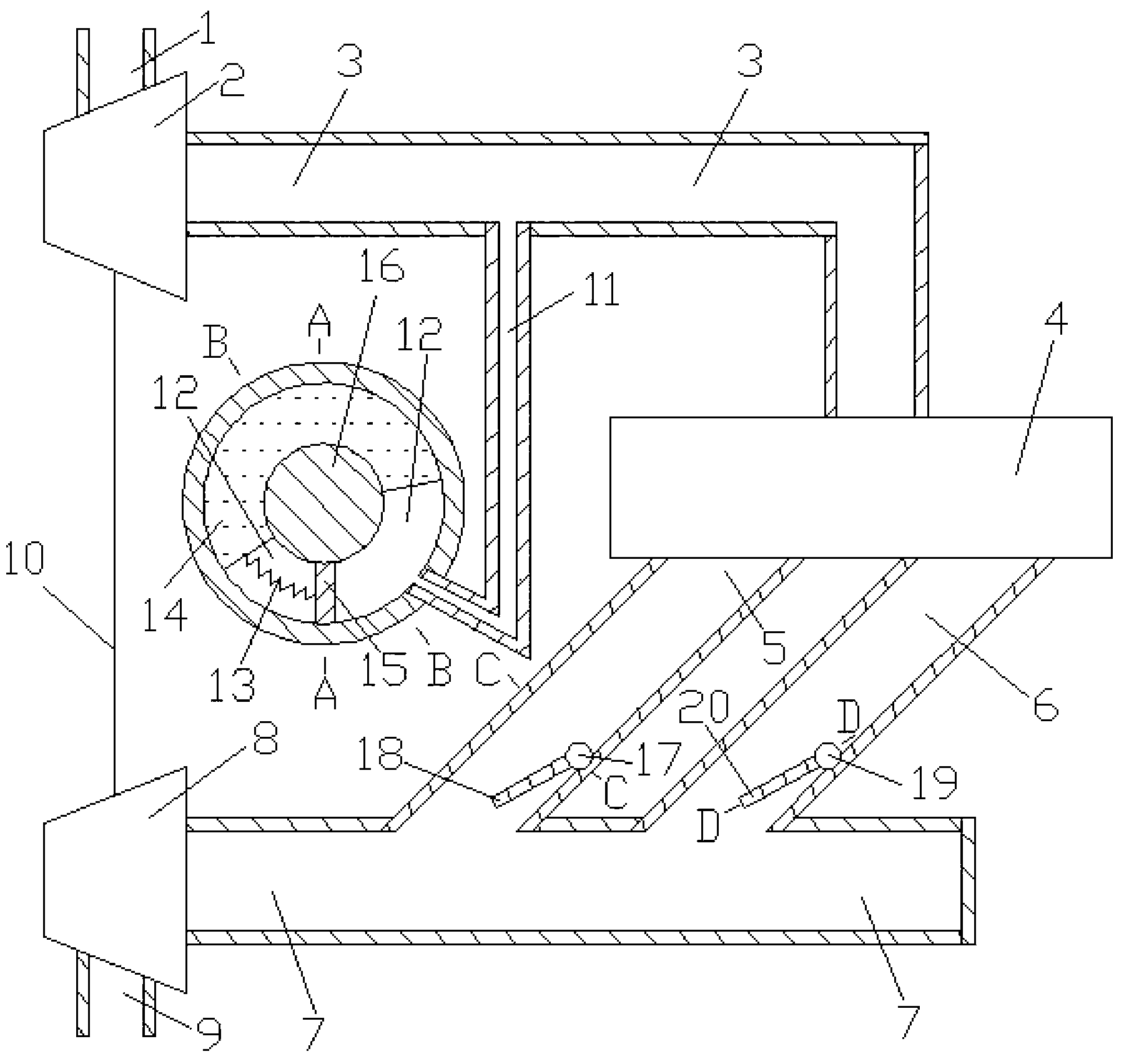 Triaxial synchronous type variable exhaust branch reducing rate system