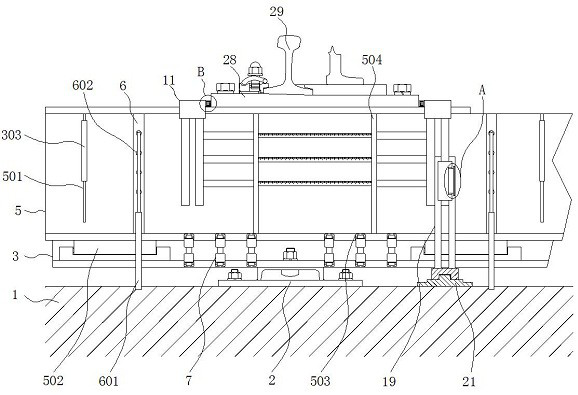 Displacement correction device with measuring structure for fault diagnosis of railway track