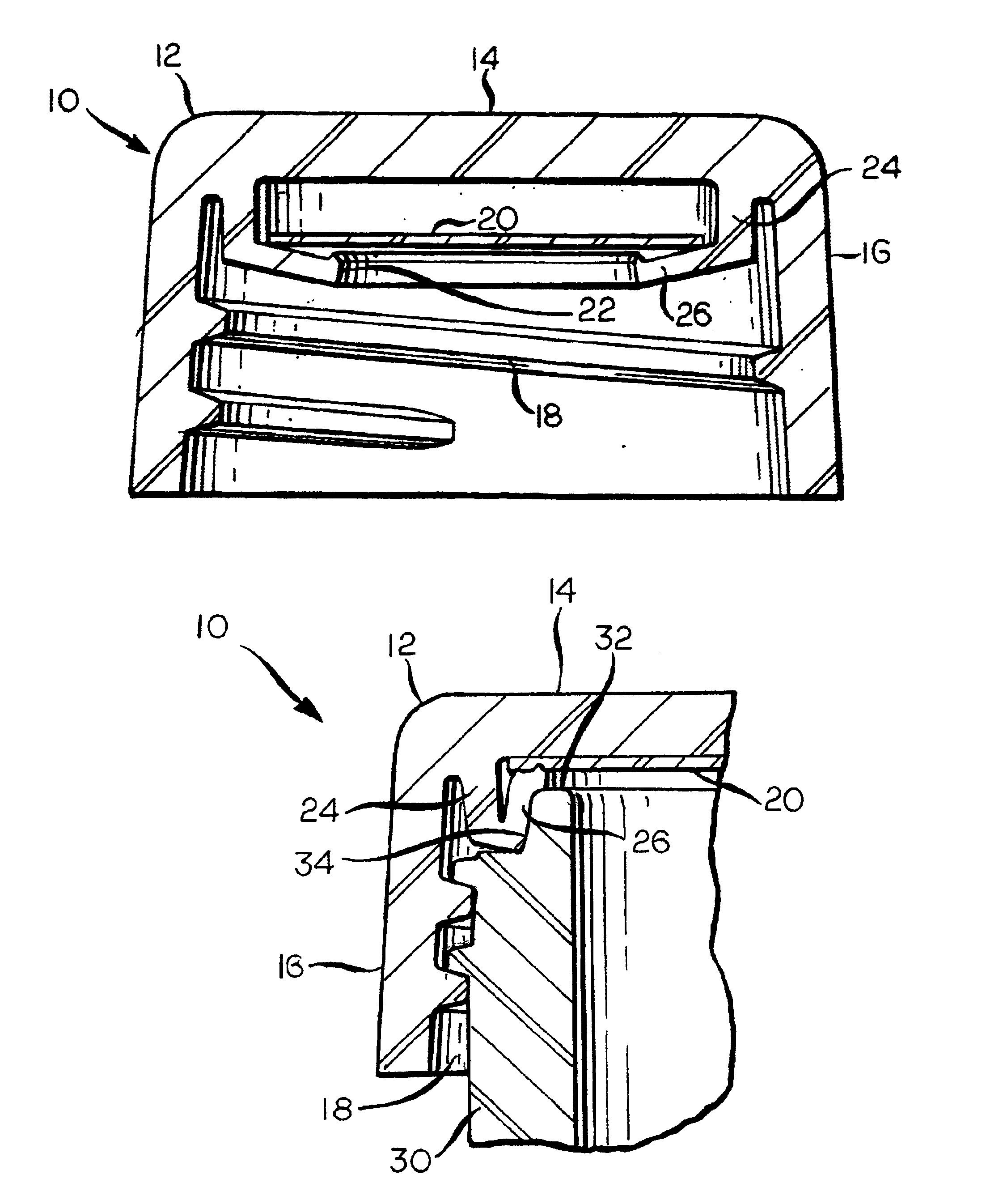 Closure with gas-barrier liner and package incorporating same