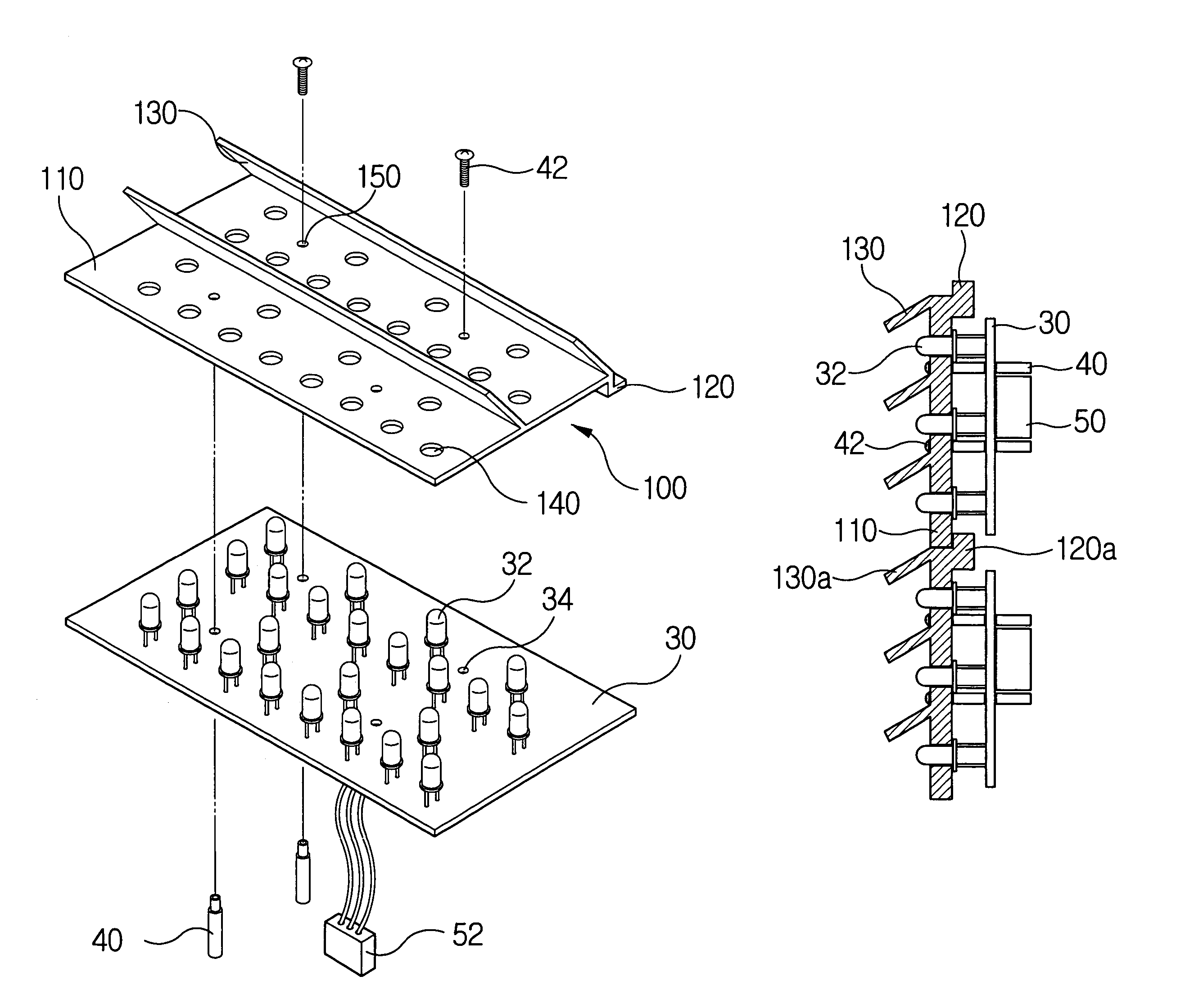 LED fixing device of a pixel module and method for manufacturing the same