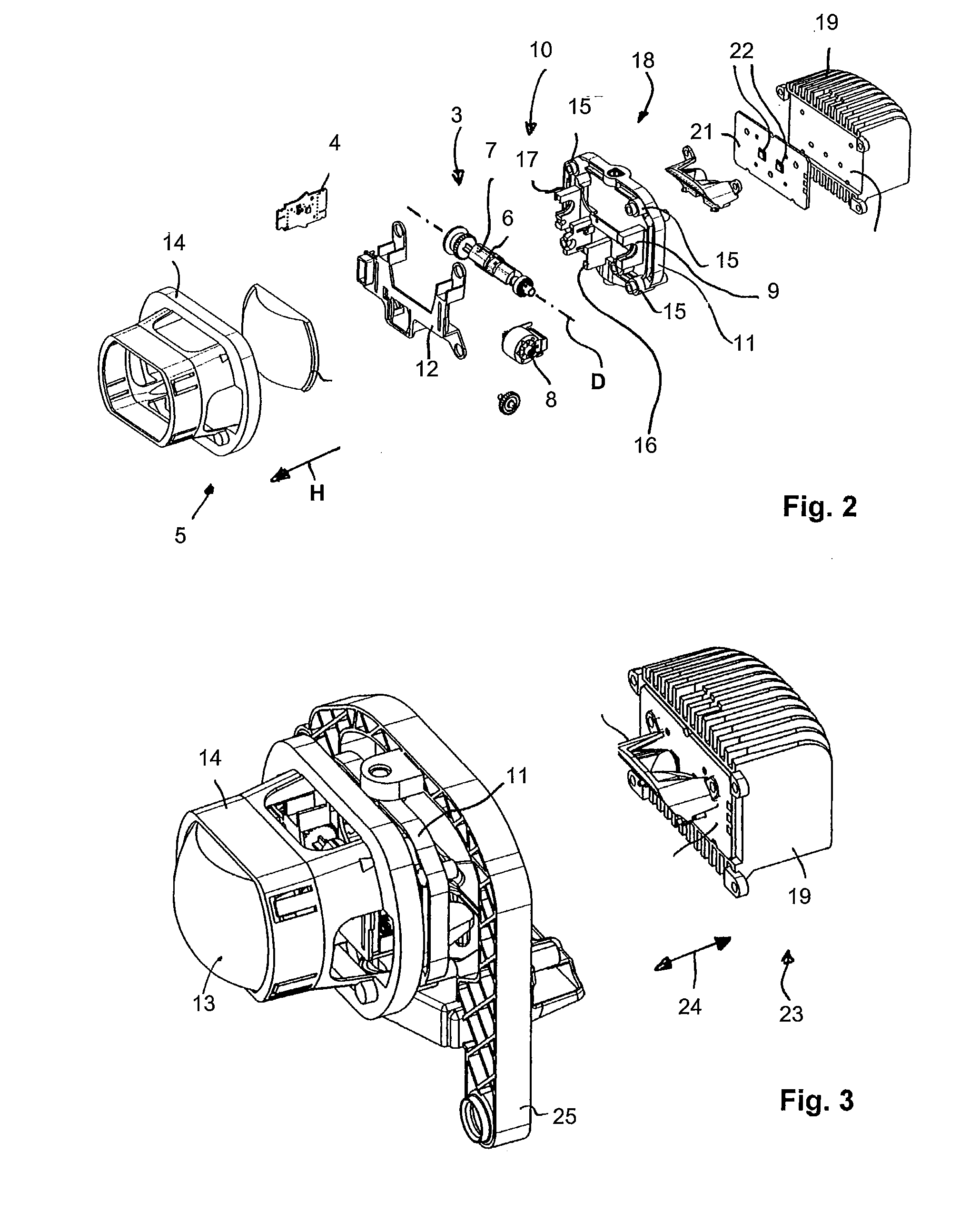 Projection headlight for motor vehicles