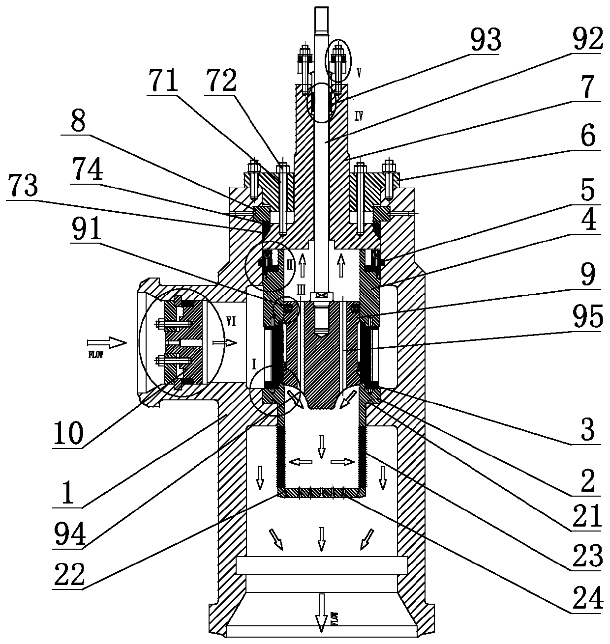 Large-caliber ultrahigh-pressure differential steam emptying valve