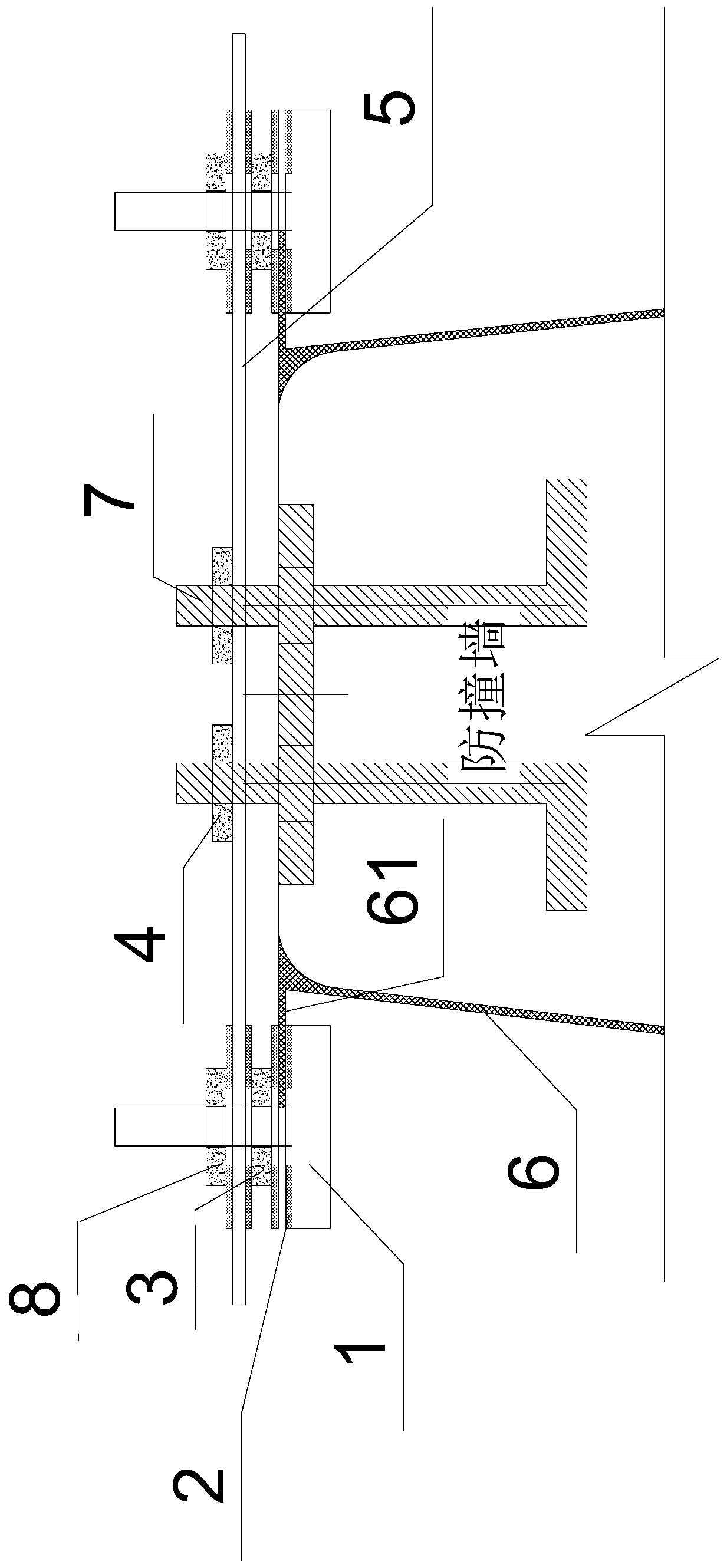 Fixing device and construction method for pre-embedded parts of anti-collision guardrail