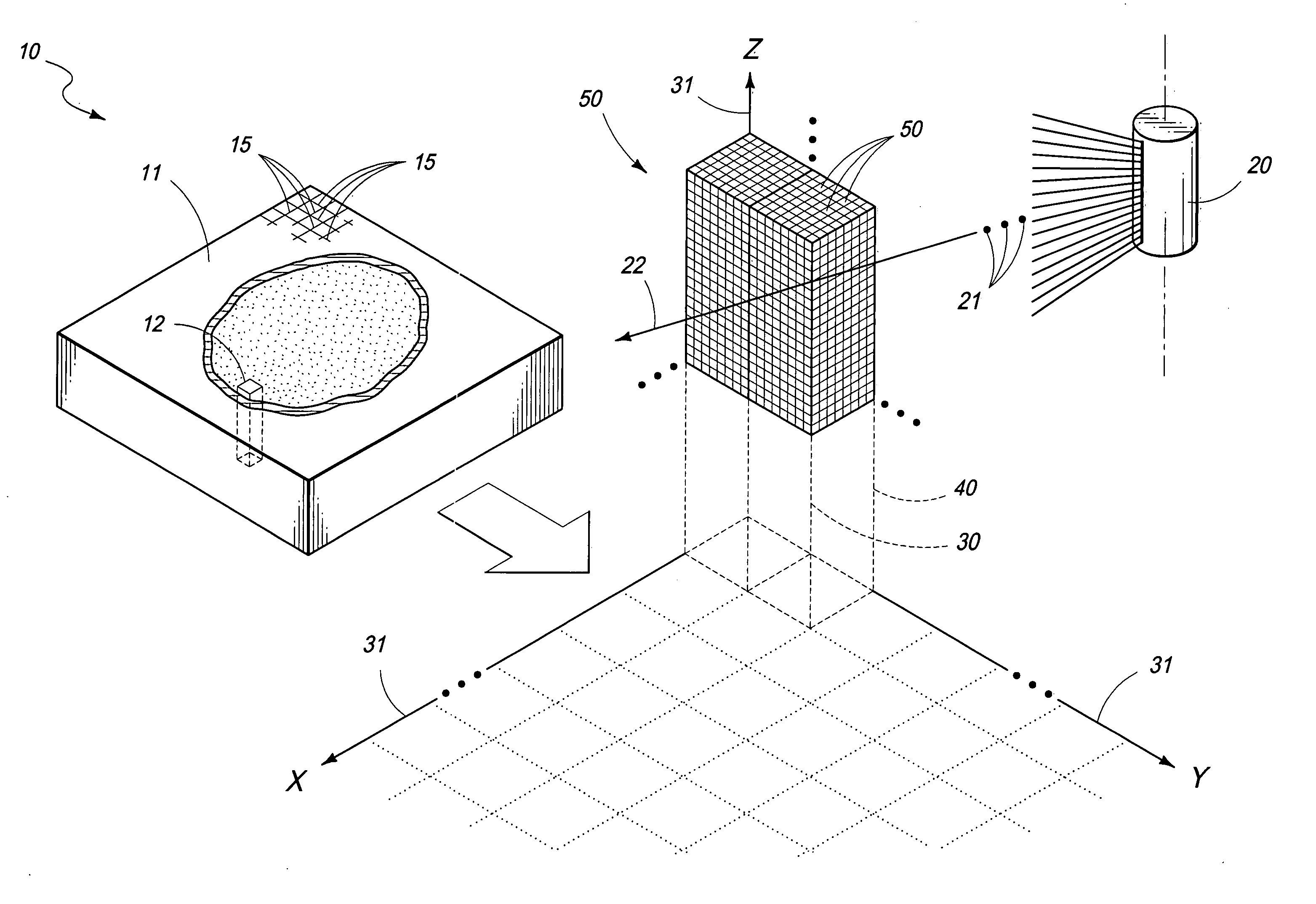 Method for tracking the movement of a particle through a geometric model for use in radiotherapy