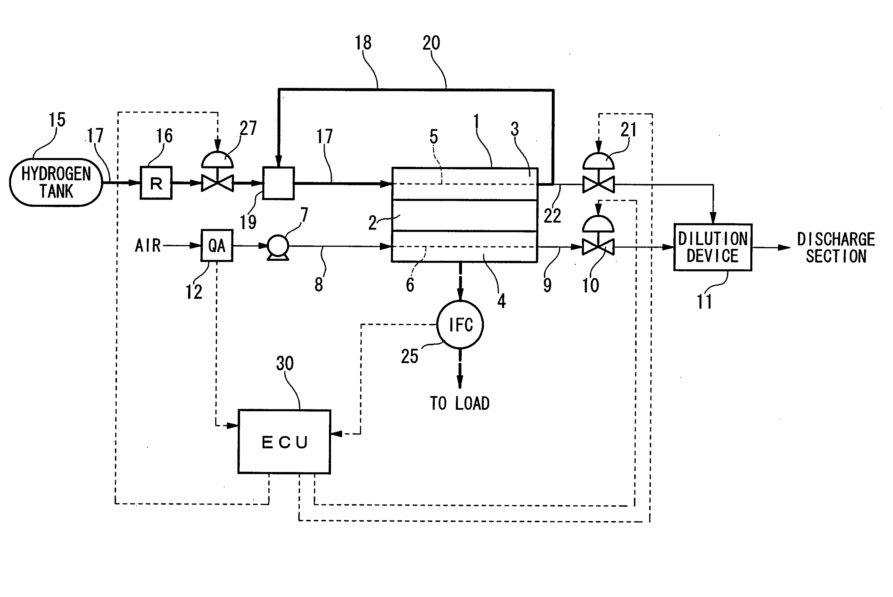 Fuel cell system and method for discharging reaction gas from fuel cell