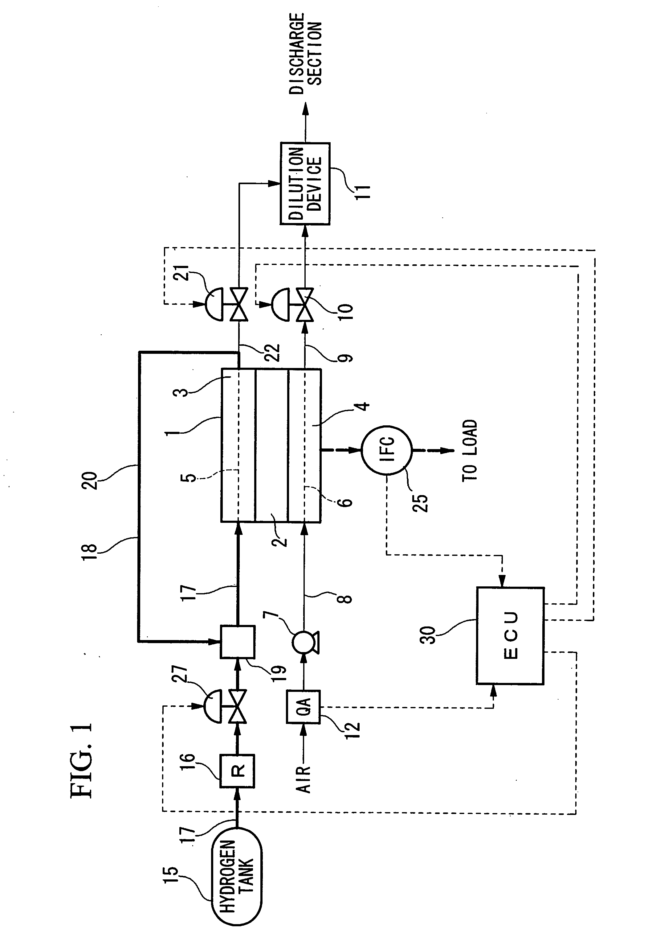 Fuel cell system and method for discharging reaction gas from fuel cell