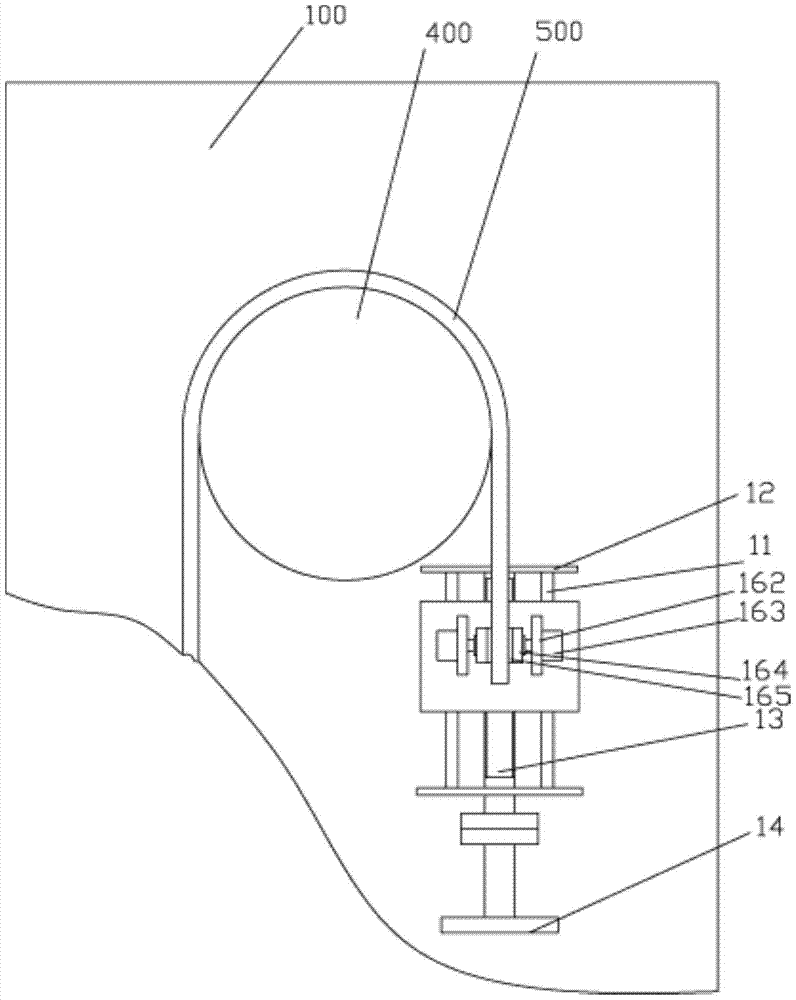 Belt tension adjustment device for negative let-off mechanism of warp knitting machine