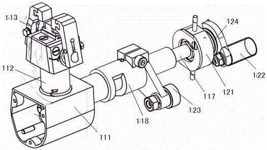 A sugar grabbing manipulator structure of a high-speed double-twist packaging machine